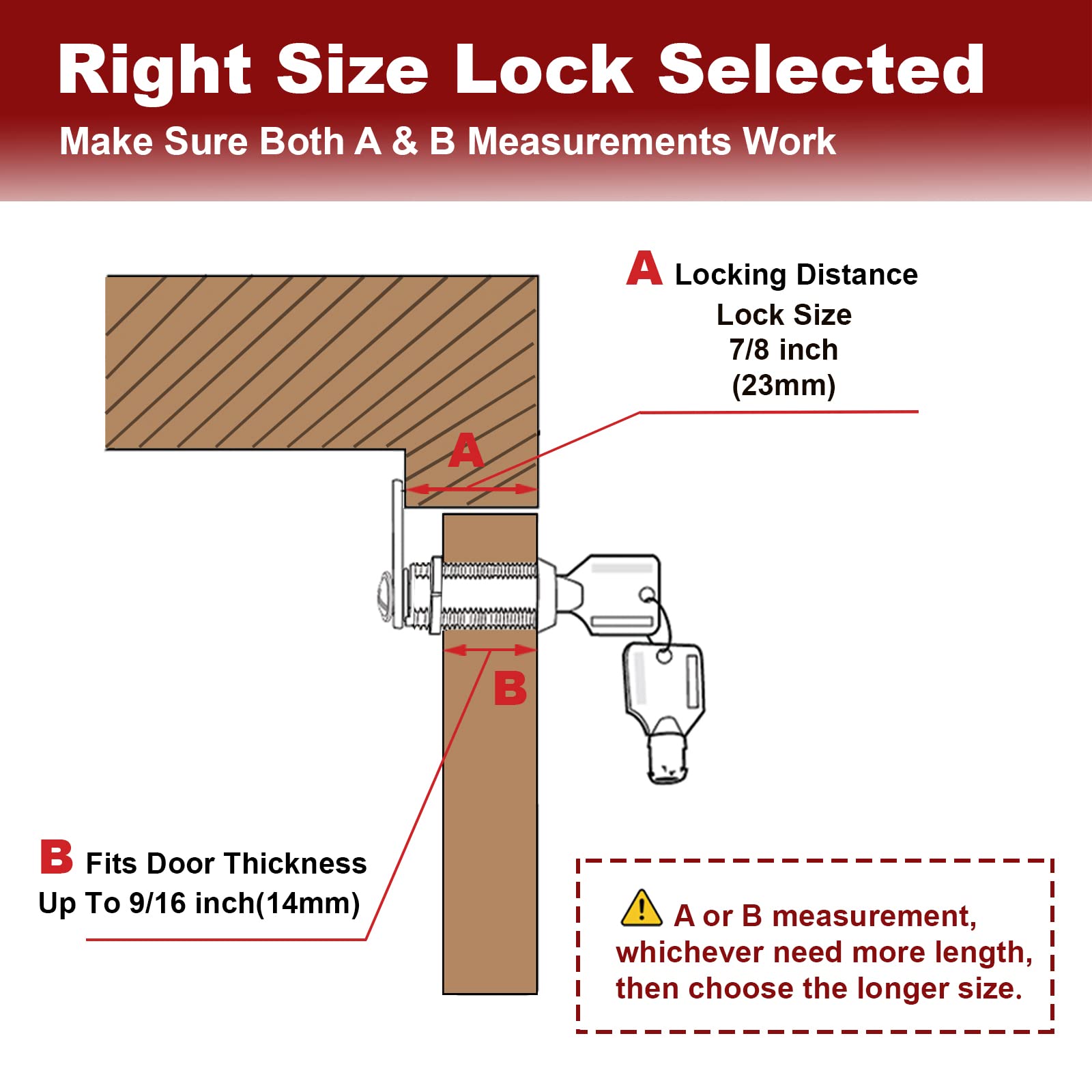 Naissian RV Locks for Storage Door 7/8 Inch, RV Compartment Locks for Camper Travel Trailer Cabinet with Keys 7/8'', Pack of 1 L