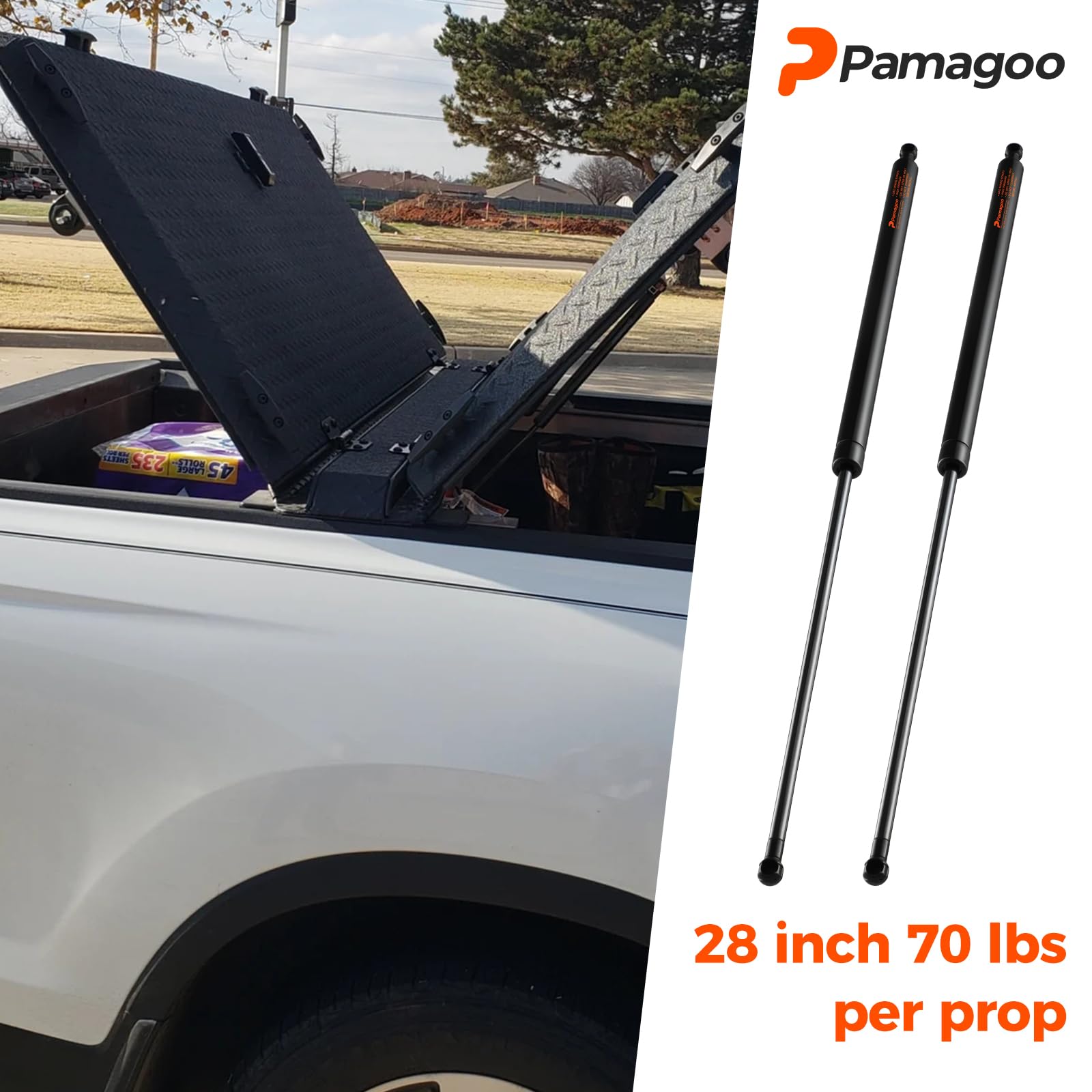 Pamagoo Ml2770 28 Inch Gas Strut 70 Lbs 312 N Per Shock, Sl2770 Gas Spring 2 Pack Lift Supports For Undercover Tonneau Cover Tru