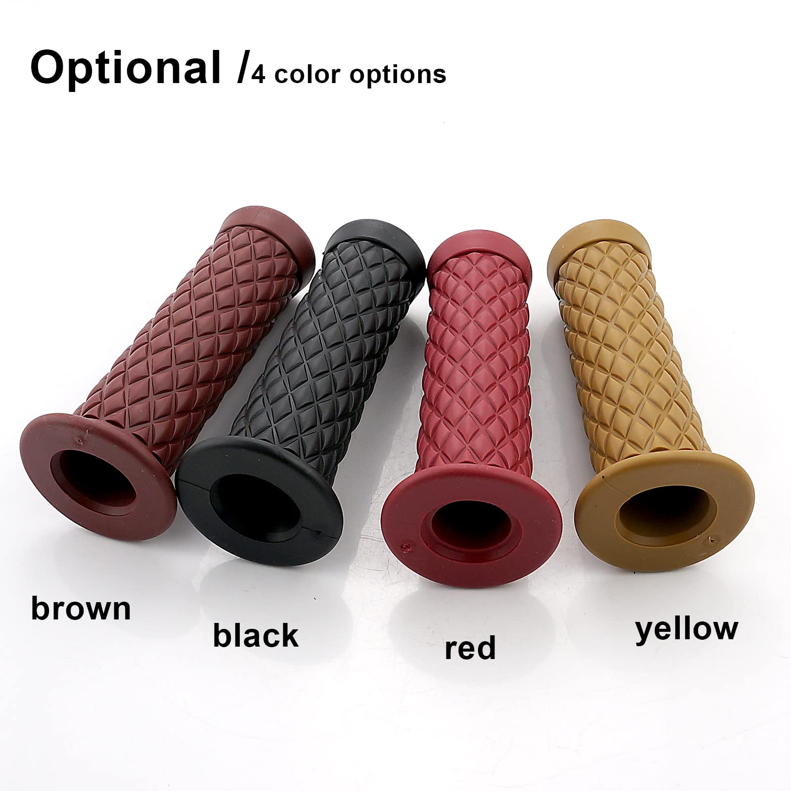 Motorcycle Retro Comfortable Hand Handlebar 7/8'' 22Mm 1'' 24Mm Non Slip Rubber Handle Grips Compatible With Kawasaki (Yellow)