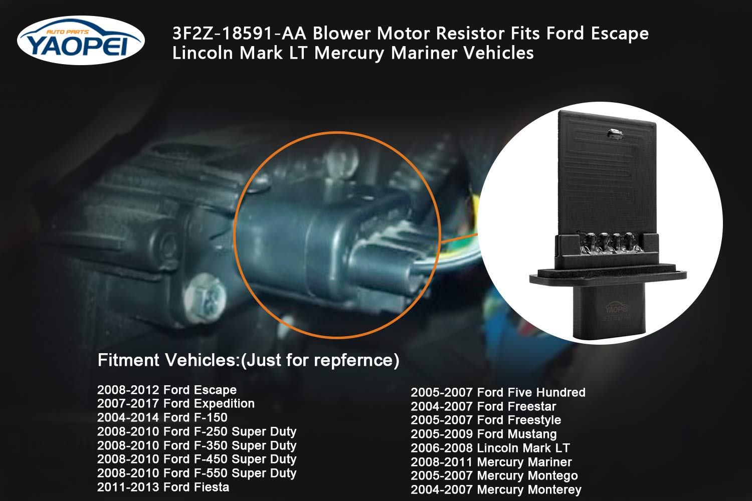 HVAC Fan Blower Motor Resistor for Ford Escape, Ford Expedition, F150, F250, F350 Super Duty Mustang, Mercury Mariner, Lincoln M