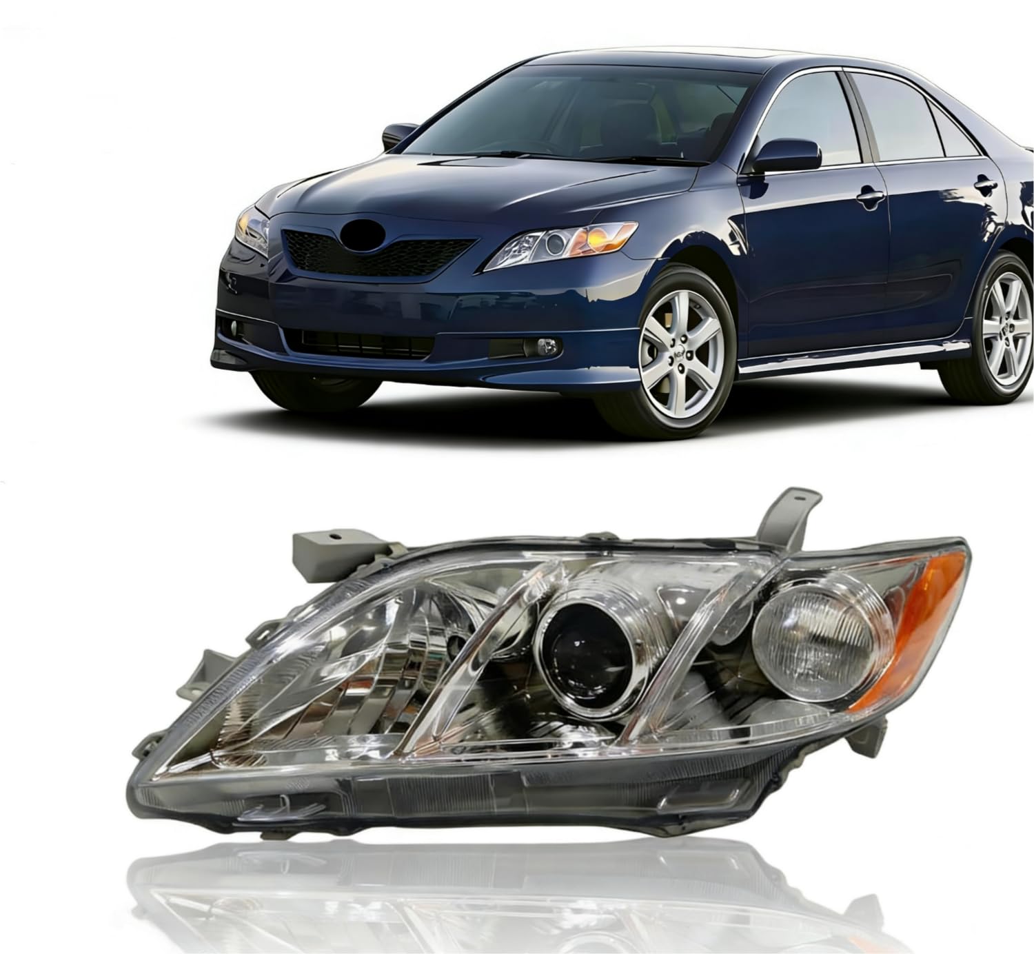 ILAMP Headlight Fit for 2007-09 Camry white Headlight Headlamp (Left Driver) LH 81170-06202 AM-CM07A01L