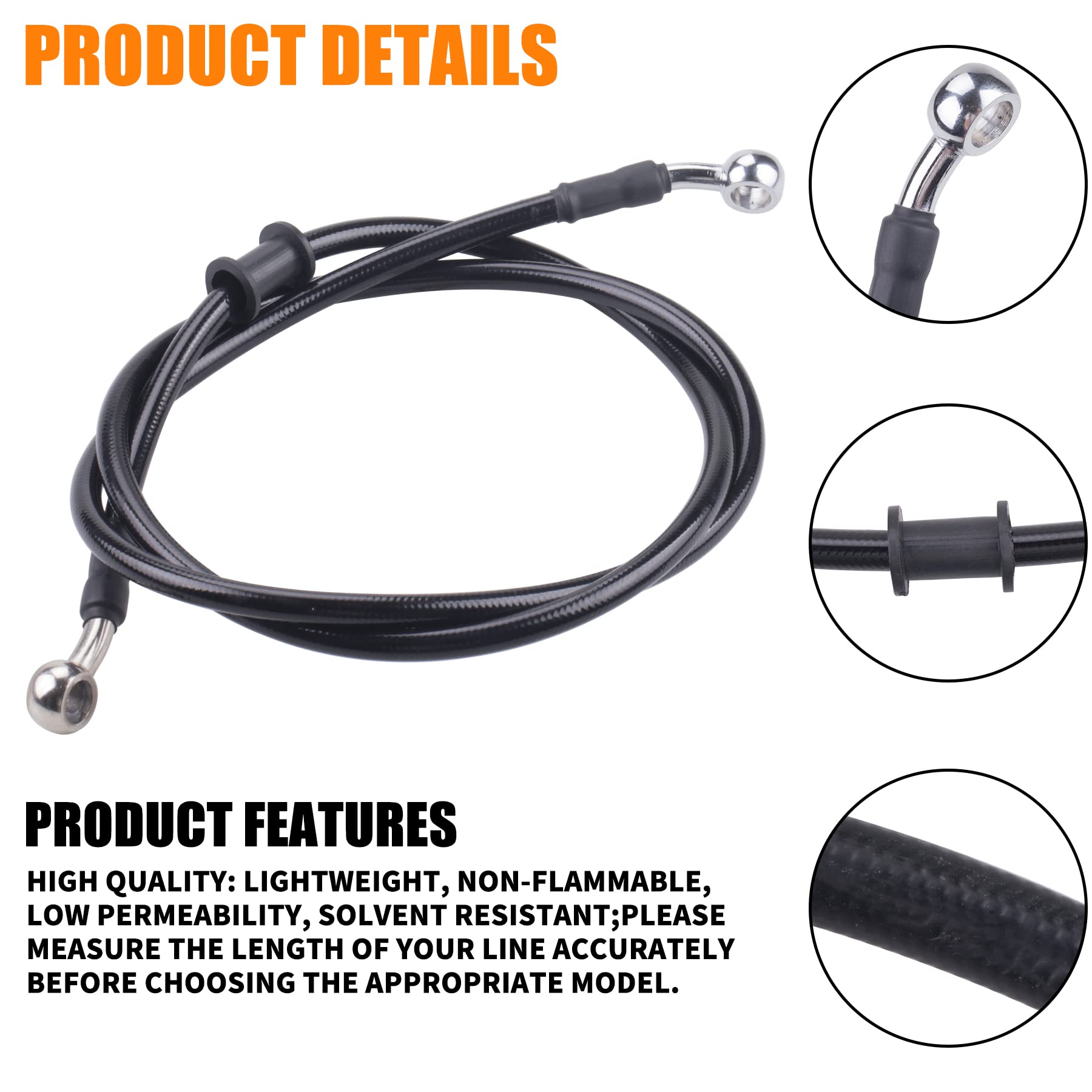 Mwmnun Motorcycle Hydraulic Brake Or Clutch Line Hose For Motorcycle Dirt Bike Atv Moped Scooter,Etc.Banjo Bolt 2Pcs(Length 1.2M