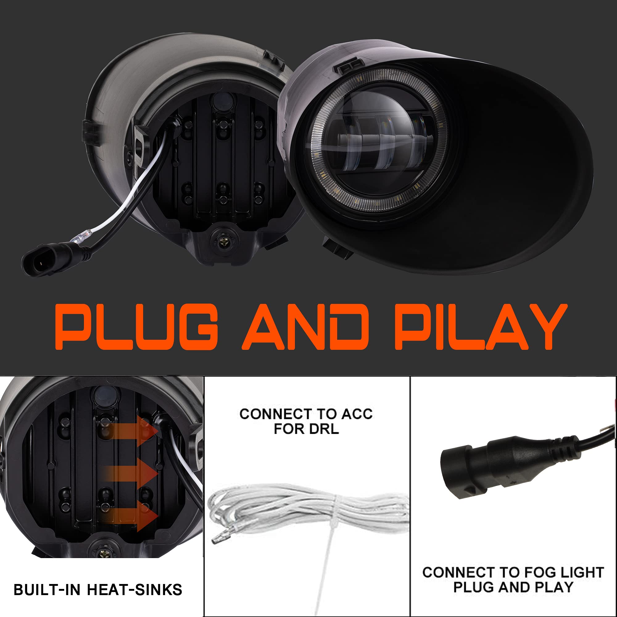Drfg Led Fog Lights With Daytime Running Lights Compatible For Toyota Tundra 2007 2008 2009 2010 2011 2012 2013, Sequoia 2008-20
