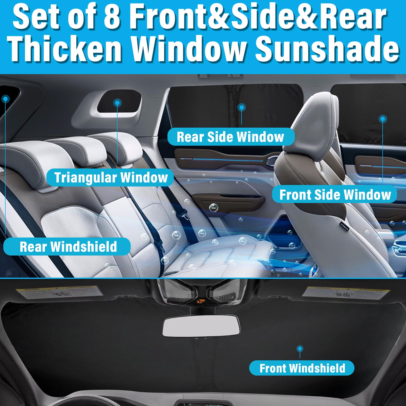 Kmf Windshield Sun Shade Replacement For Ford Bronco Sport Accessories 2021-2024 2025, Side Window Sun Shade Cover Sun Visor Shi