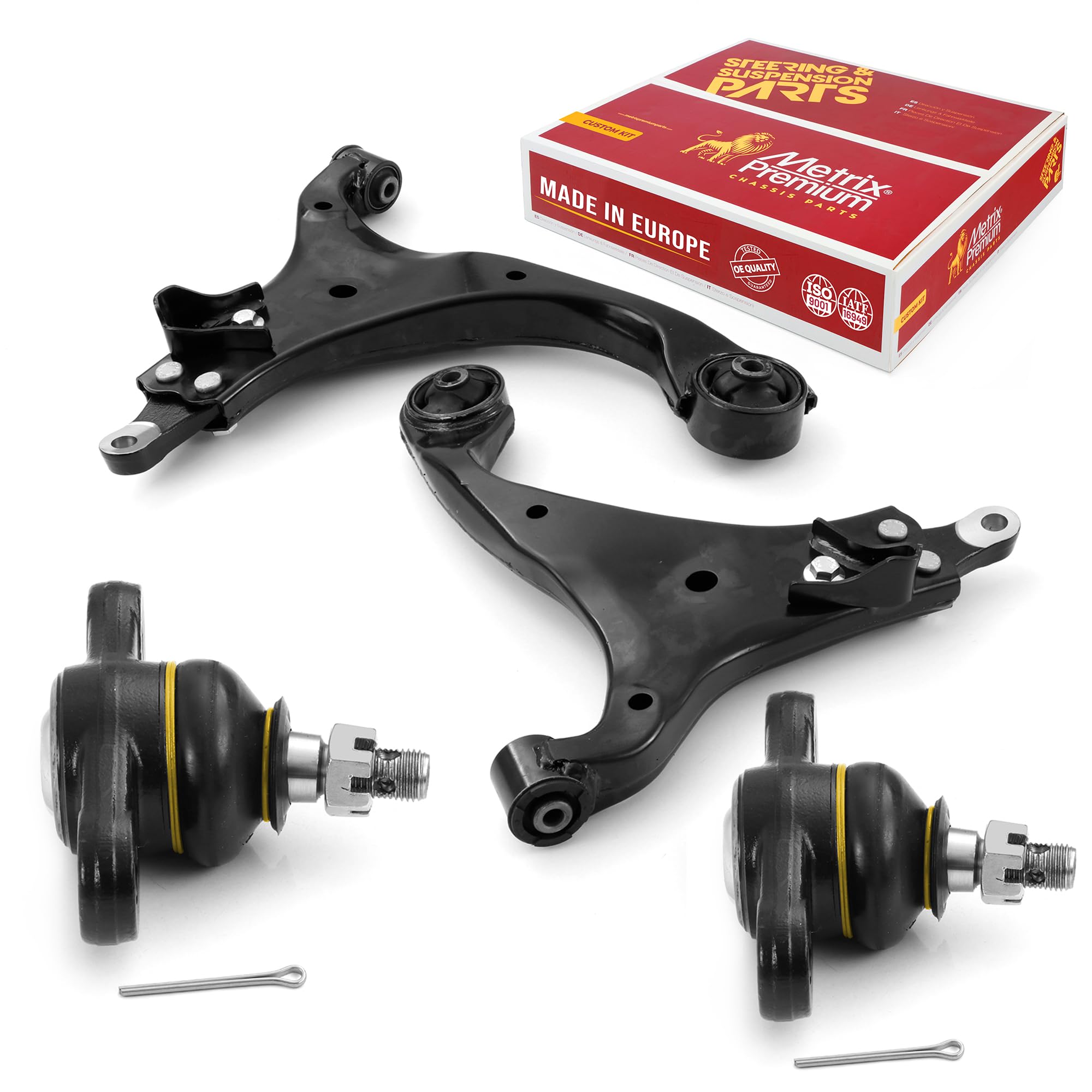 Metrix Premium Chassis Parts - 4 Pc Front Lower Control Arm & Front Lower Ball Joint Kit Fits 2007-2012 Hyundai Elantra, Replace