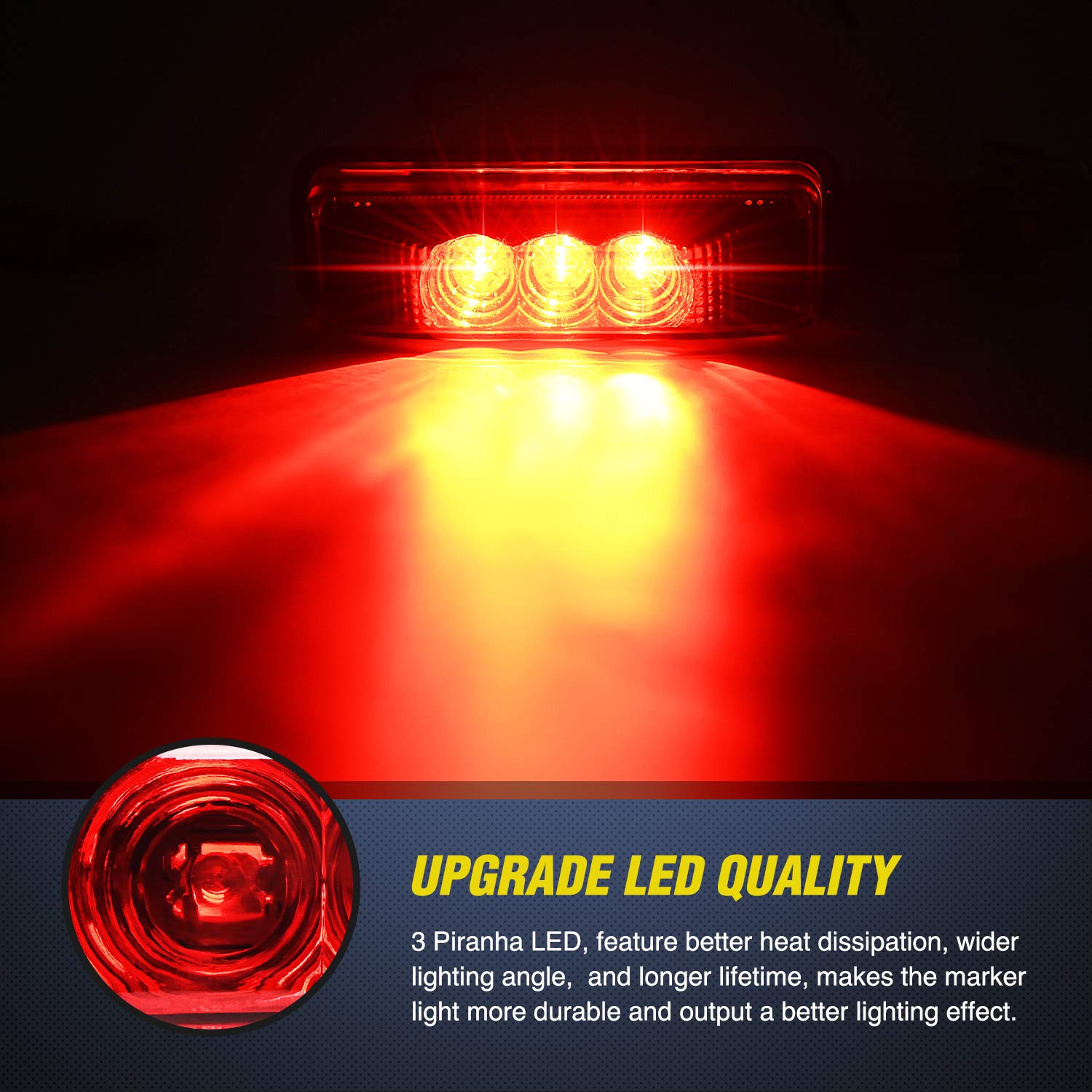 Nilight - Tl-32 2Pcs 3.9Inch 3 Led Truck Trailer Red Light Front Rear Led Side Marker Lights Clearance Indicator Lamp Rock Light