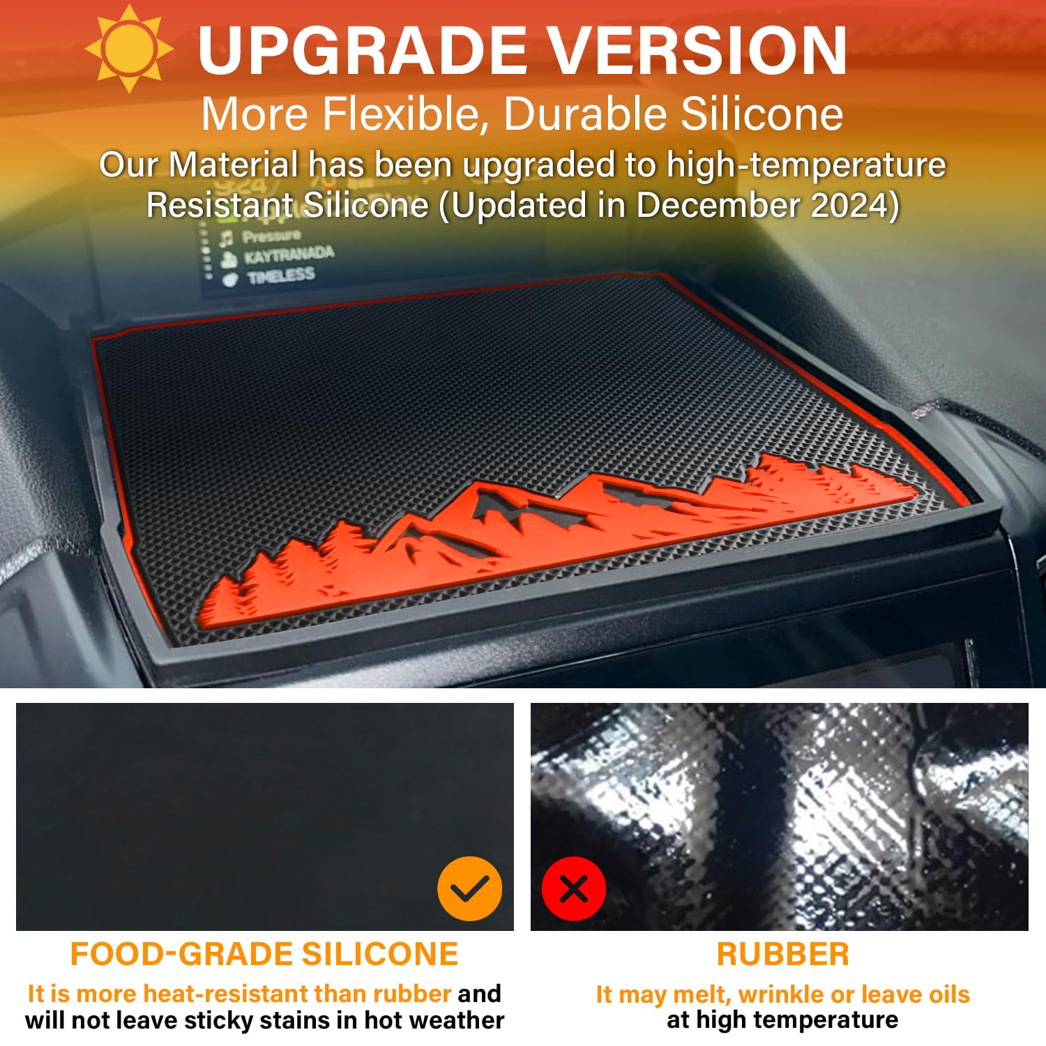MOCHENT Dashboard Mats for Subaru Crosstrek, Forester, Impreza - Non-Slip Rubber Pad, Orange, Model H301, Fits 2018-2023