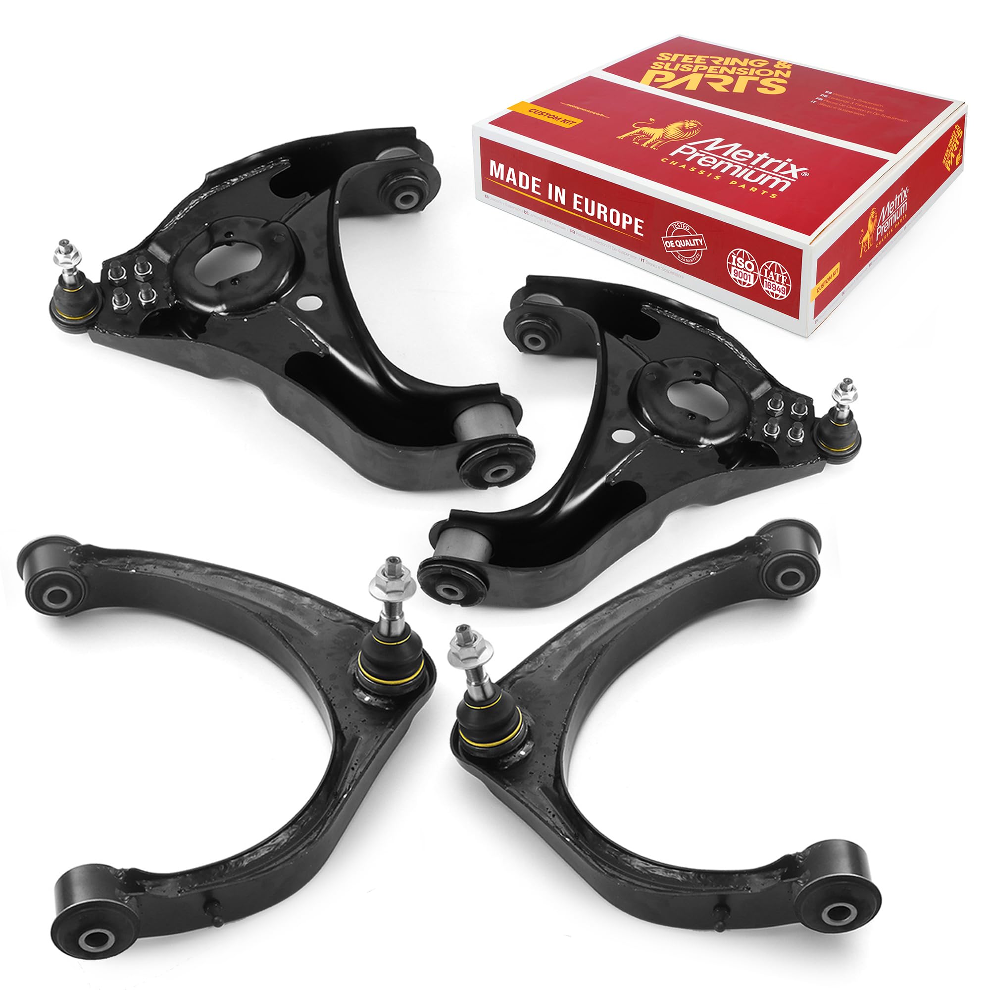 Metrix Premium Chassis Parts - 4 Pc Front Lower & Front Upper Control Arm Kit Fits 2011-2012 Ram 1500 Rwd, 09-10 Dodge Ram 1500