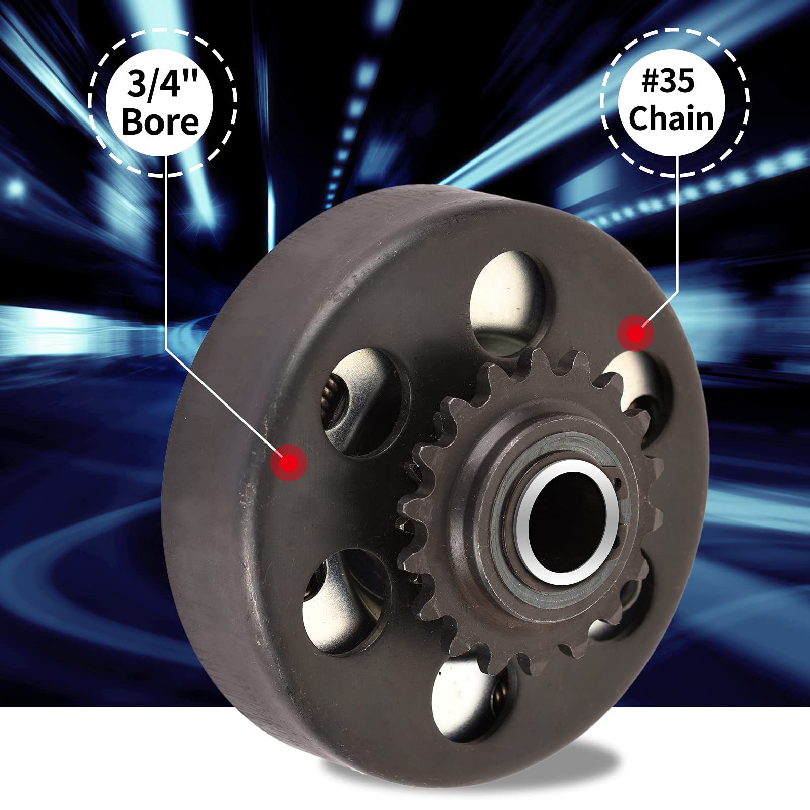 Carkio Go Kart Centrifugal Clutch 18 Tooth 3/4" Bore #35 Chain for Mini Bikes & Go Kart Racing