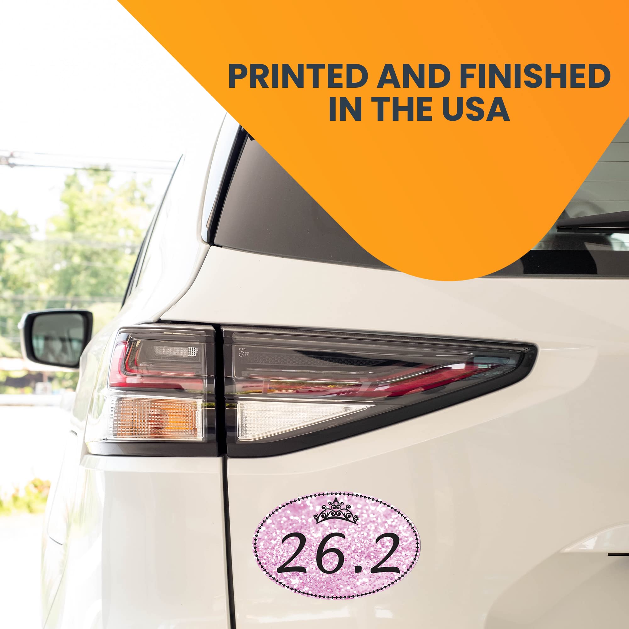 Magnet Me Up 26.2 Marathon Pink Princess Oval Magnet Decal, 4X6 Inches, Heavy Duty Automotive Magnet For Car Truck Suv