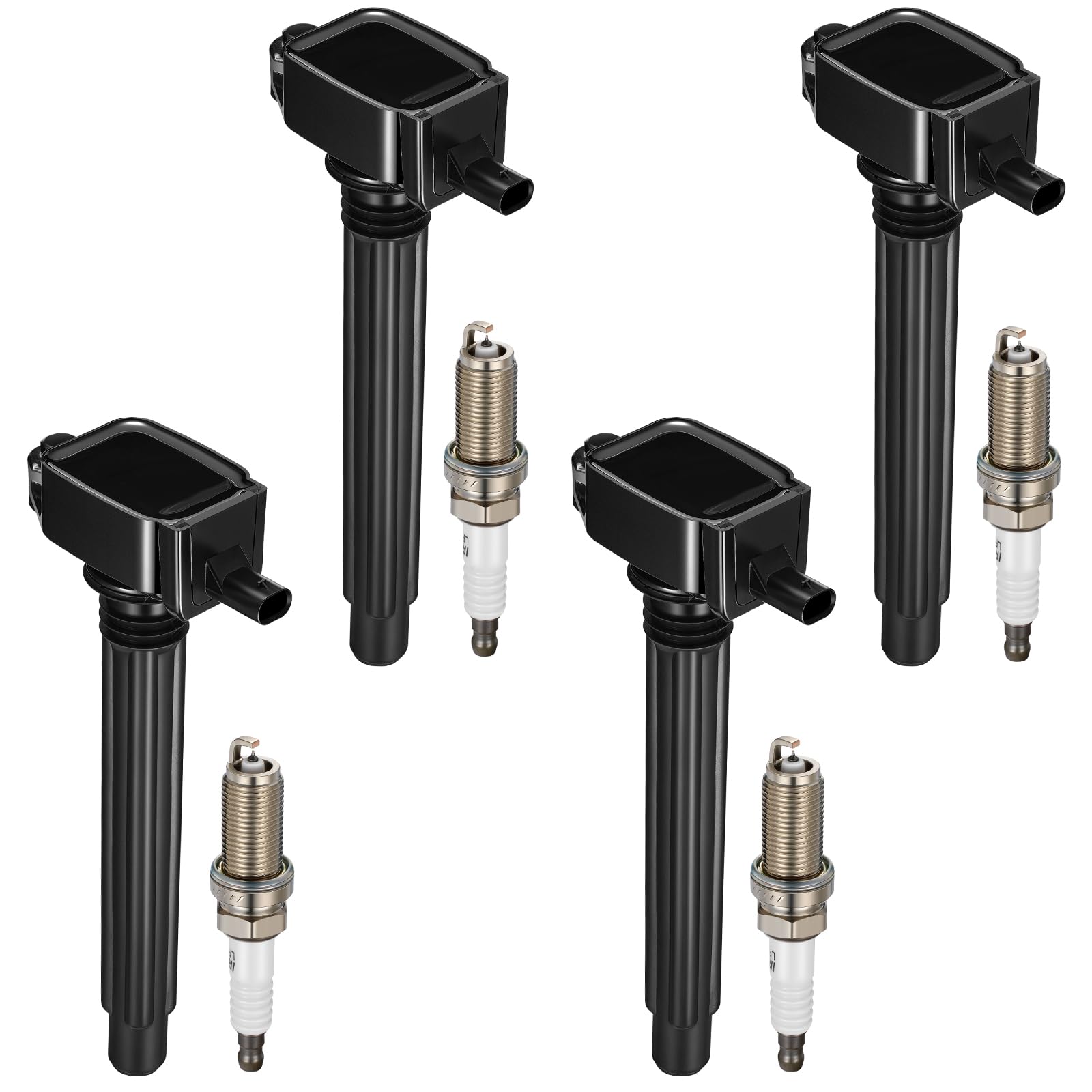 SYKRSS 4-Pack UF751 Ignition Coils & 4469 Spark Plugs Kit Compatible with Jeep Compass/Renegade/Cherokee, Compatible with Fiat 5