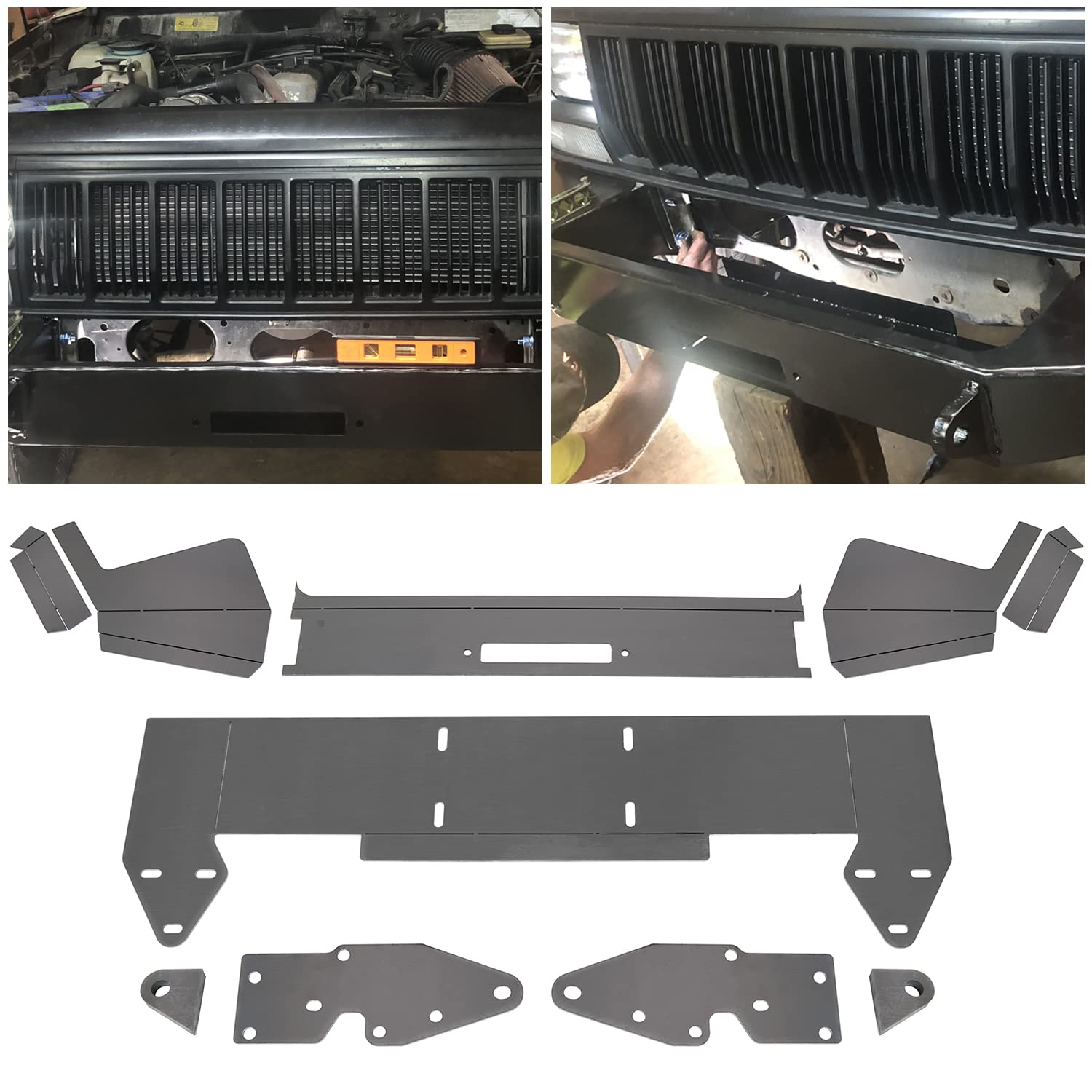 Ecotric Diy Front Bumper Bare Metal Kit Compatible With 1984-2001 Jeep Cherokee Xj Winch Mount Plate