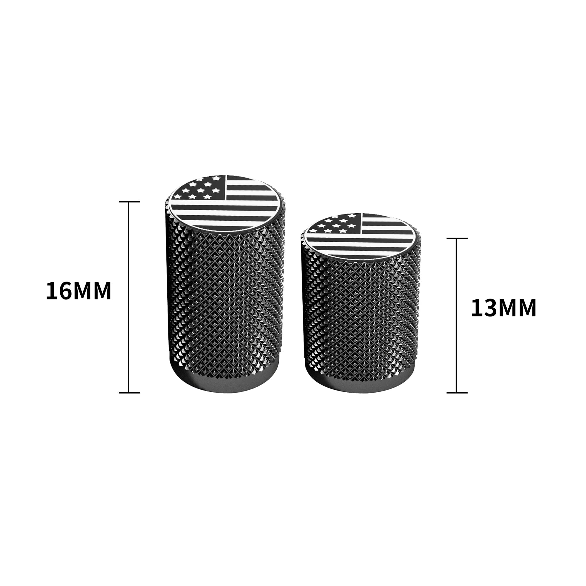 STEEL HAWK Stainless Steel Tire Valve Caps - 4 Pack, Black, Model 7855BL-2P, Precision CNC Machined Wheel Stem Covers for Cars