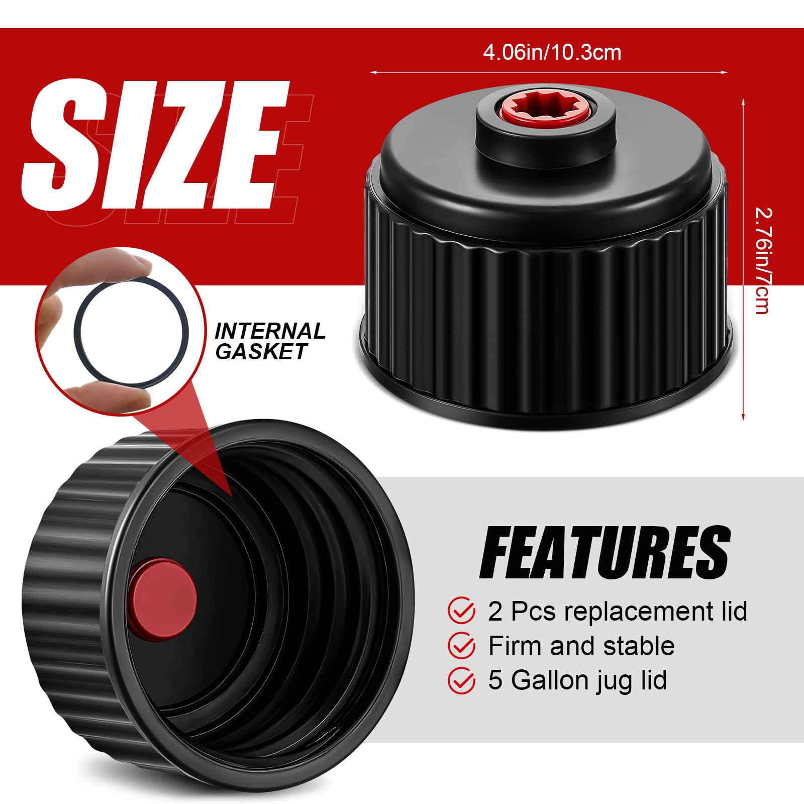 Fabbay 4 Pcs Racing Fuel Jug Caps Hoses 5 Gallon Gas Can Cap Replacement For 5 Gallon Fuel Jug Tank(Classic Style)