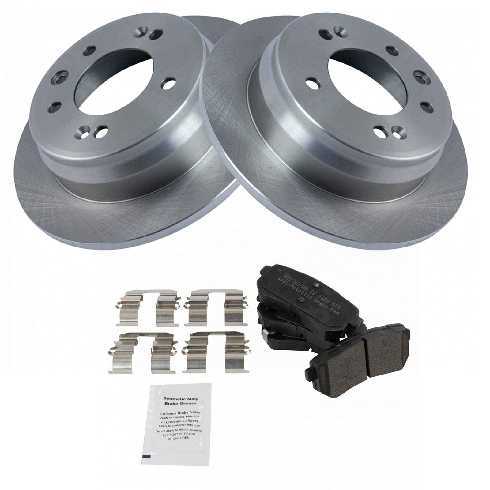 Trq Rear Brake Pad & Rotor Kit Brake Pads Brake Rotor Semi-Metallic Compatible With 2010-2015 Hyundai Tucson 2011-2016 Kia Sport