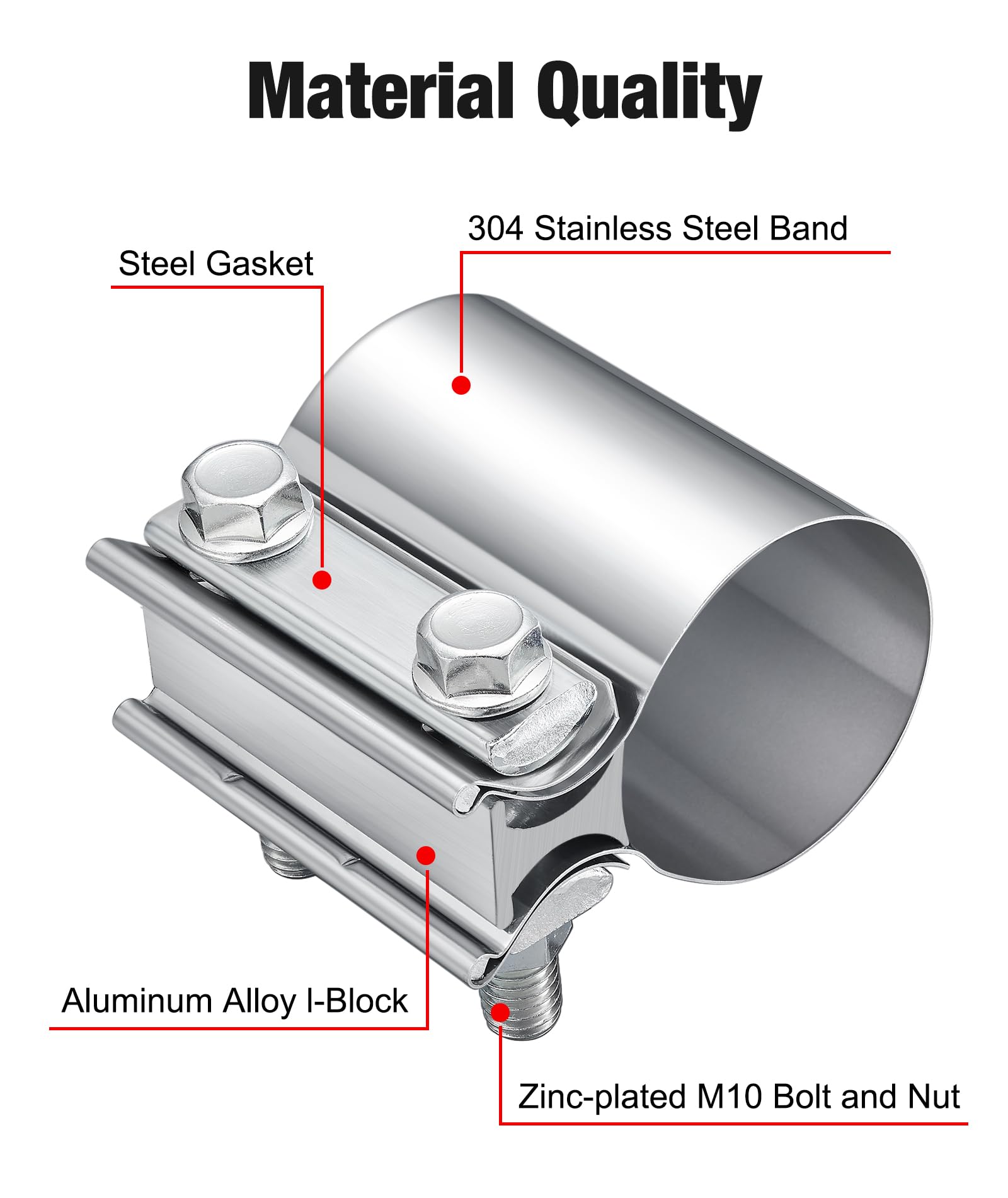 Evil Energy 2.75 Inch Exhaust Clamp,Butt Joint Band Clamp Sleeve Coupler Stainless Steel