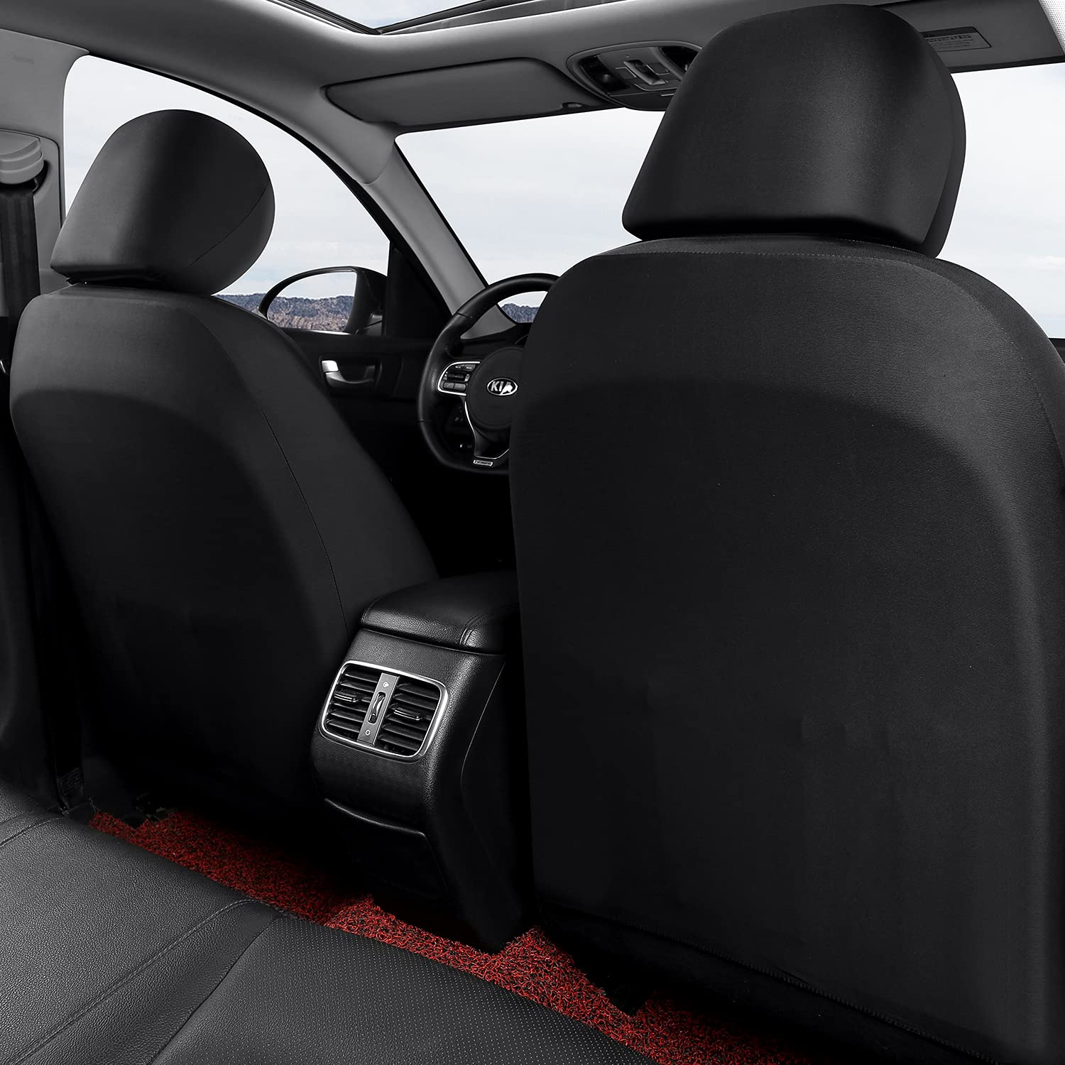 GIANT PANDA Front Car Bucket Seat Covers, Leather Low Back Auto Seat Covers for Cars, Trucks, Jeep, Van, SUV, Pickup, Airbag Com