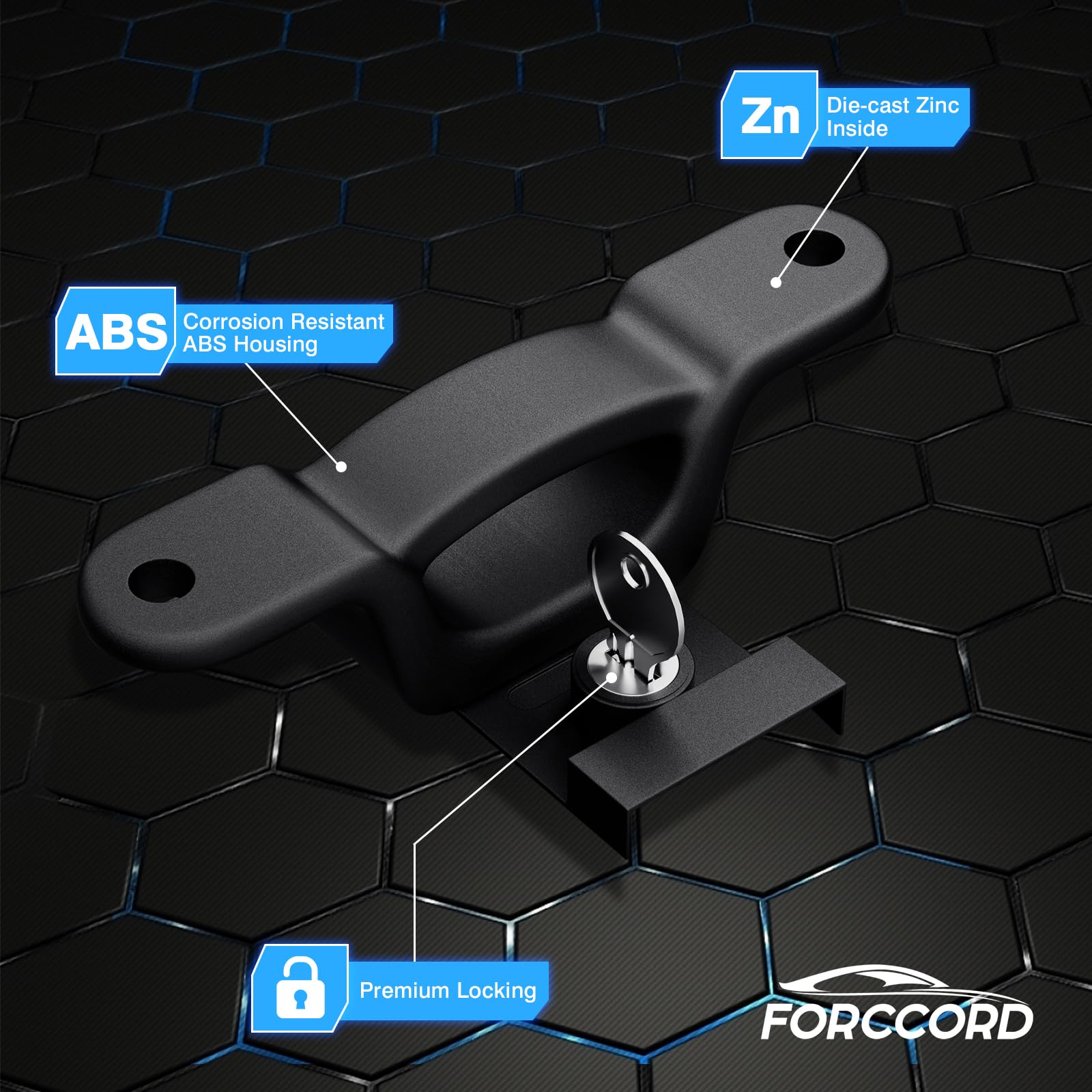 Forccord Tie Down Anchors for F150/F250/F350 (2015-2026) - 4 Pack, Stainless Steel, Black, Model: Forccord002213