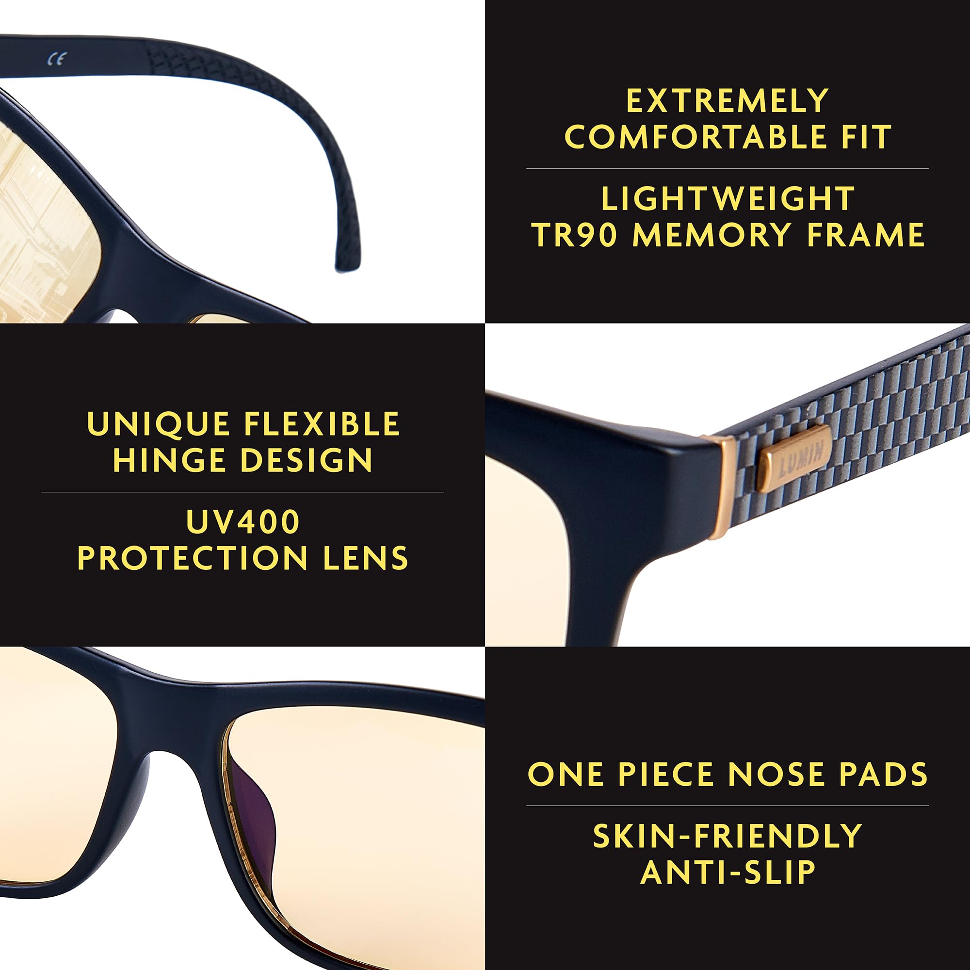 Illumin Driving Glasses SHIFT - All-Weather Night Driving Glasses, Regular Size, Plastic Lenses, Model LUM-100