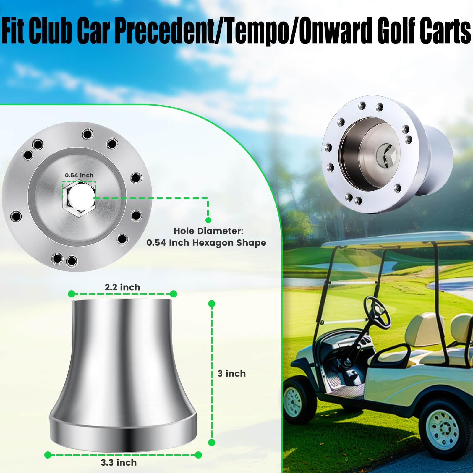Leapgomax Club Car Precedent Steering Wheel Adapter Golf Cart Steering Wheel Adapter For Golf Cart Club Car Precedent 2004 Up (S