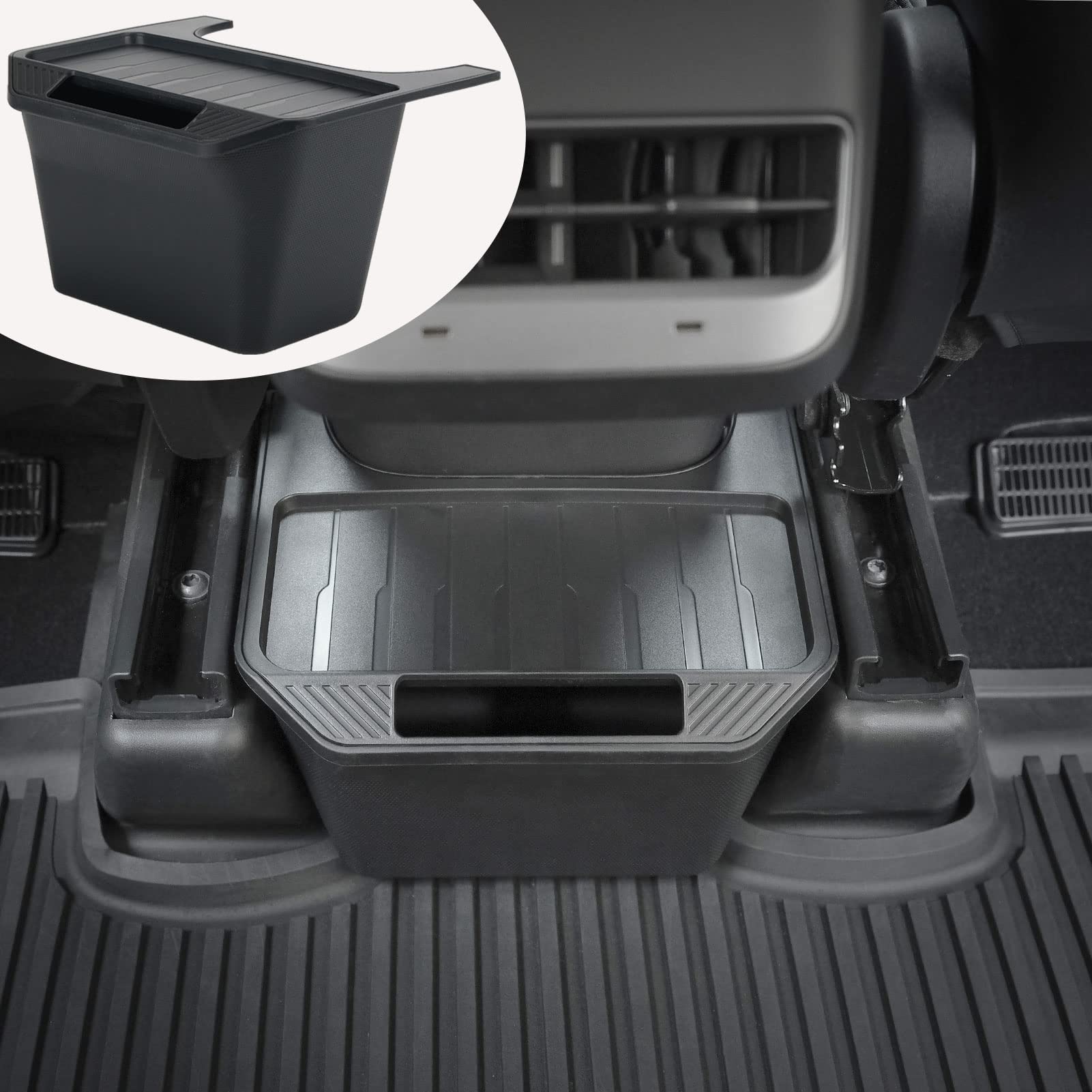 Jawjut Trash Can,Compatible With Tesla Model Y,Garbage Can Bin Accessories,Rear Center Console Storage Box Organizer,Black