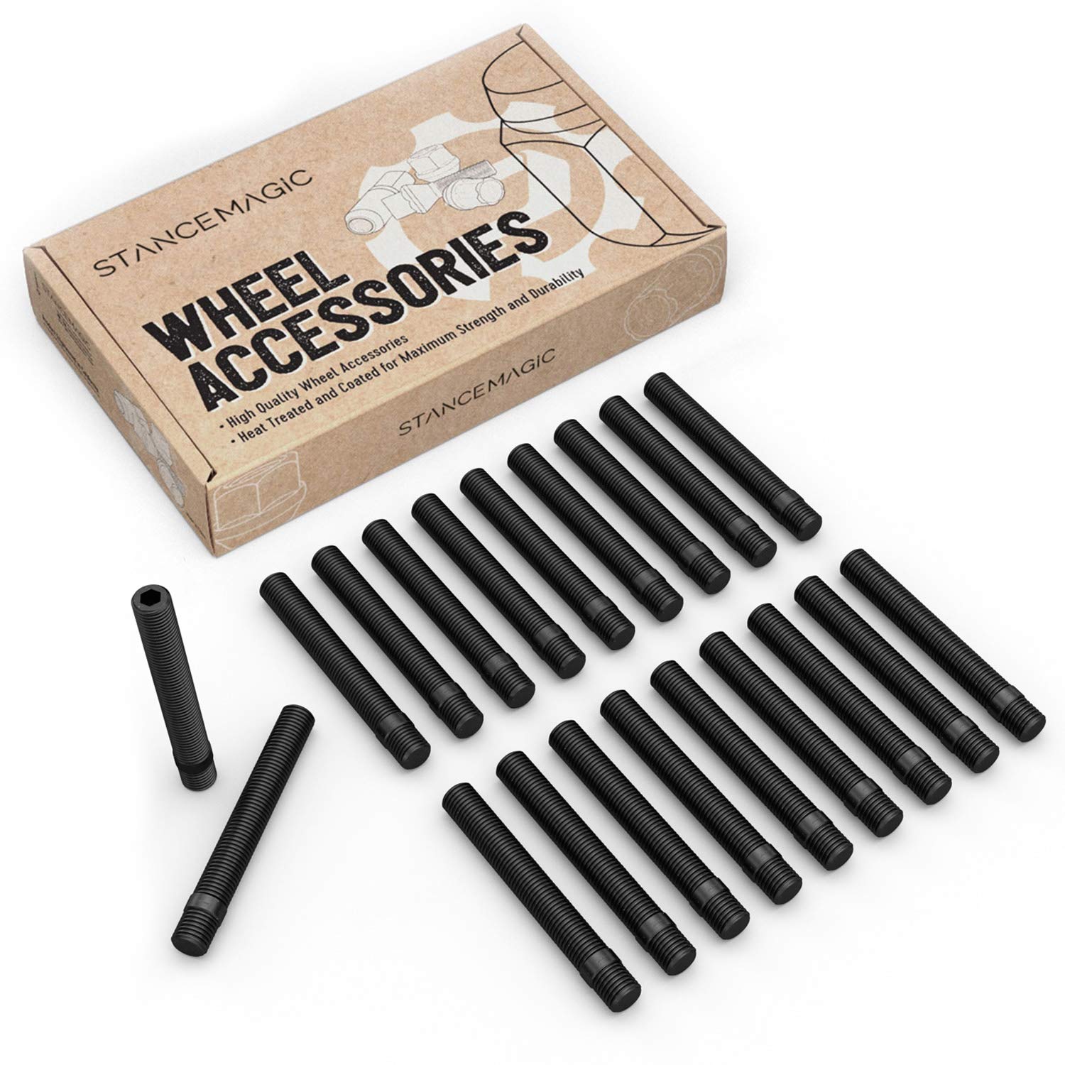 20Pcs Extended Black Wheel Stud Conversion - 12X1.5 To 12X1.5, 107Mm Total Length, 78Mm Shank Length - Compatible With Bmw Vehicles (Ensure Vehicle Uses 12X1.5 Bolts) Screw Adapter
