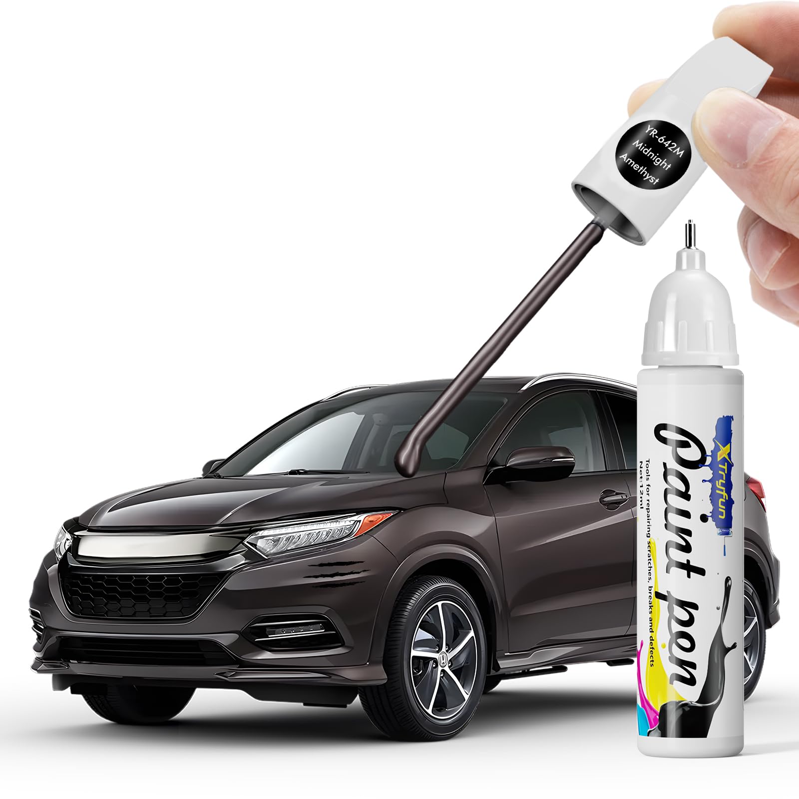 XTryfun YR642M Midnight Amethyst Touch Up Paint Compatible with Honda, DIY Car Paint Scratch Repair, Automotive Paints, Quick & 