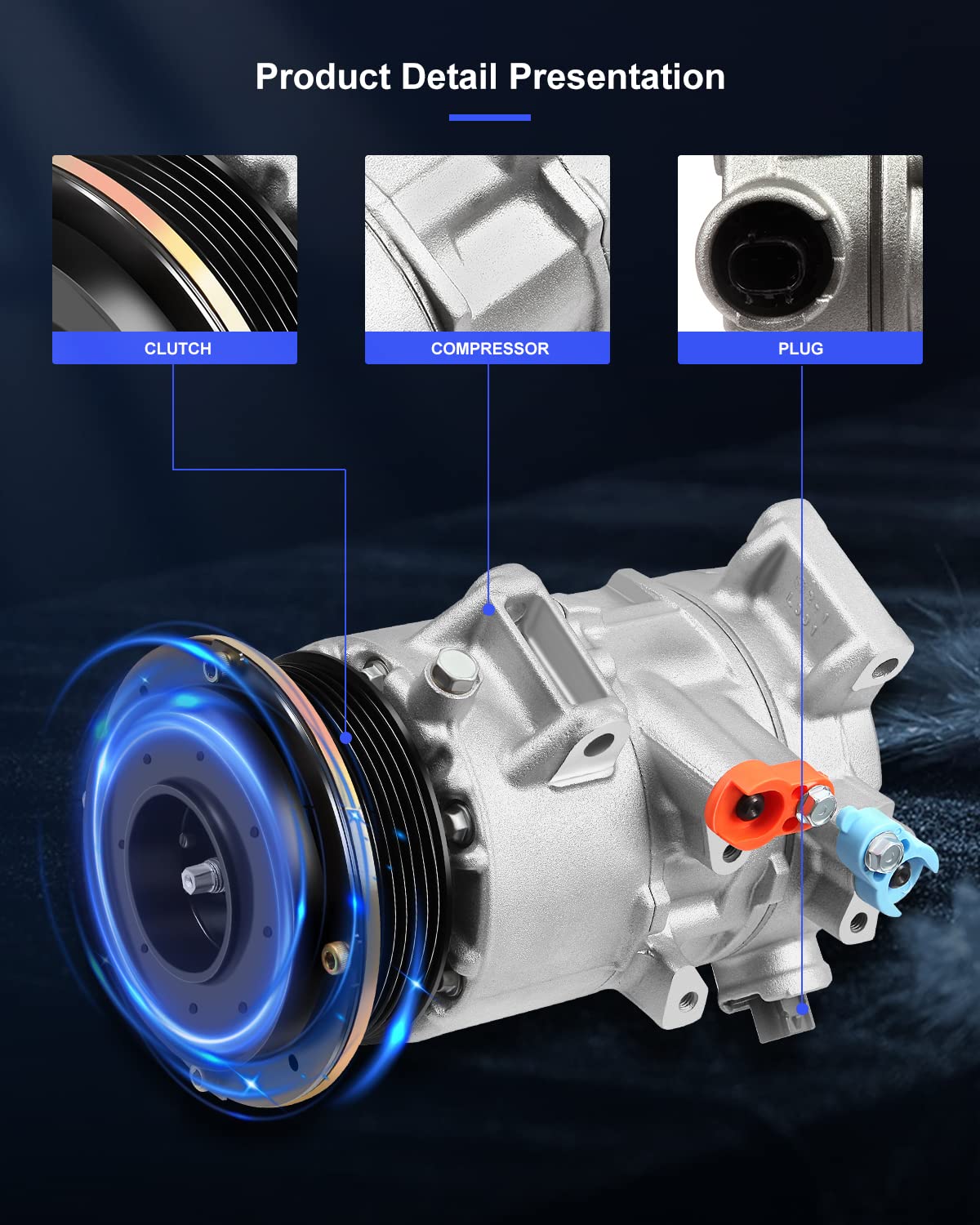 Eccpp Ac Compressor Fit For Toyota Camry Rav4 2.4L 2006-2009 Fit For Toyota Hiace 2.7L 2006-2018 Ac Compressor With Clutch 6Seu1