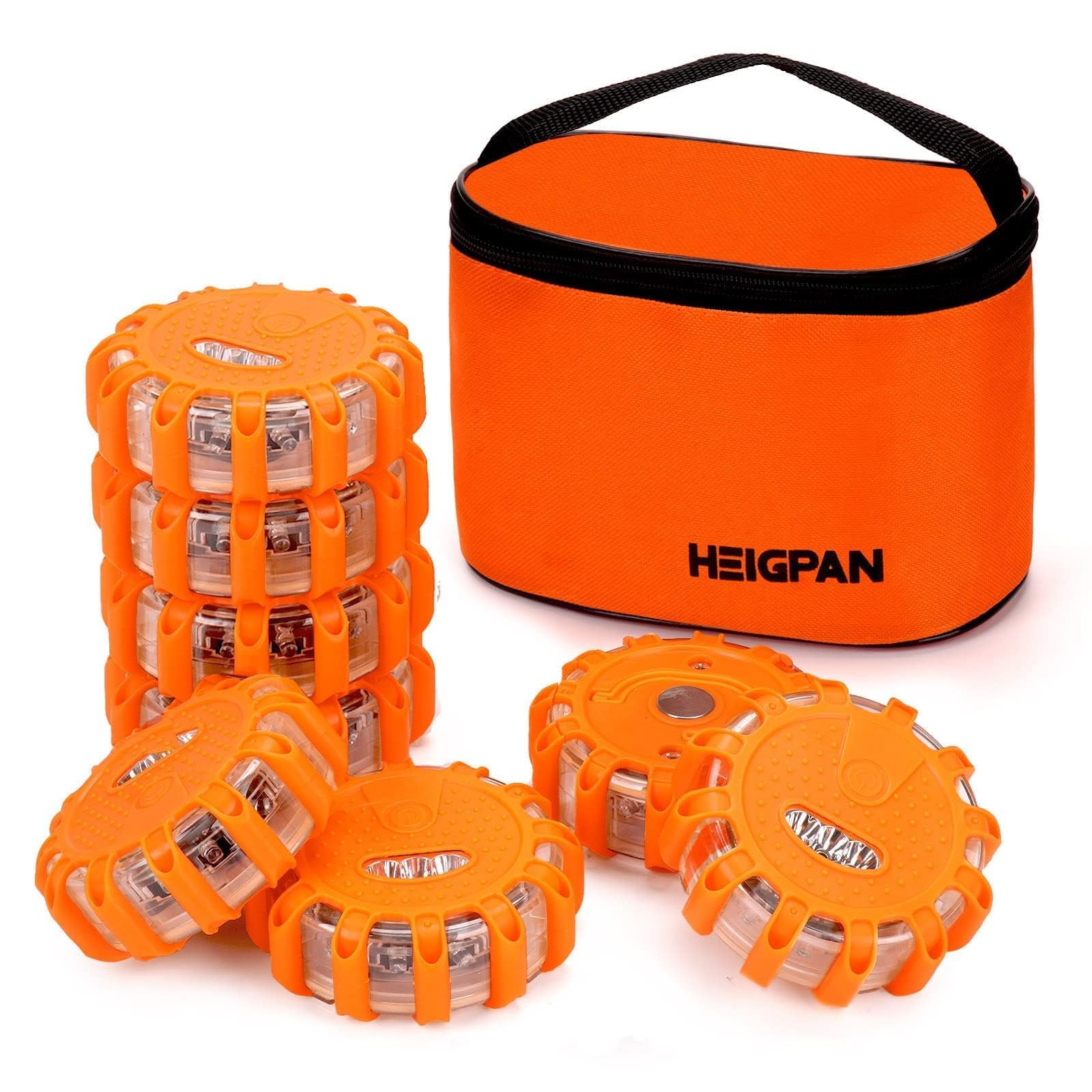 Heigpan Gp908 8 Pack Led Road Flares Emergency Roadside Lights Safety Flashing Warning Beacon Disc Warning Flare Kit With Hook M