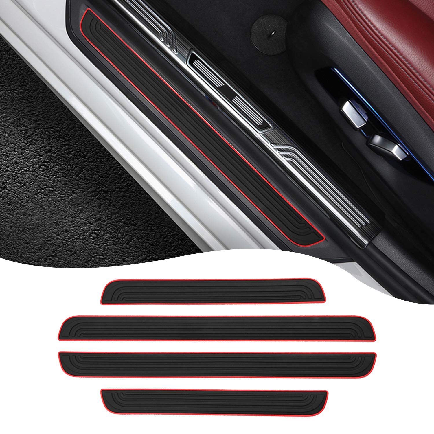 Hocheslo Door Sill Plate Protectors For Car, Universal Door Entry Guards Sill Scuff Cover Panel Step Protector, Welcome Pedal Pr