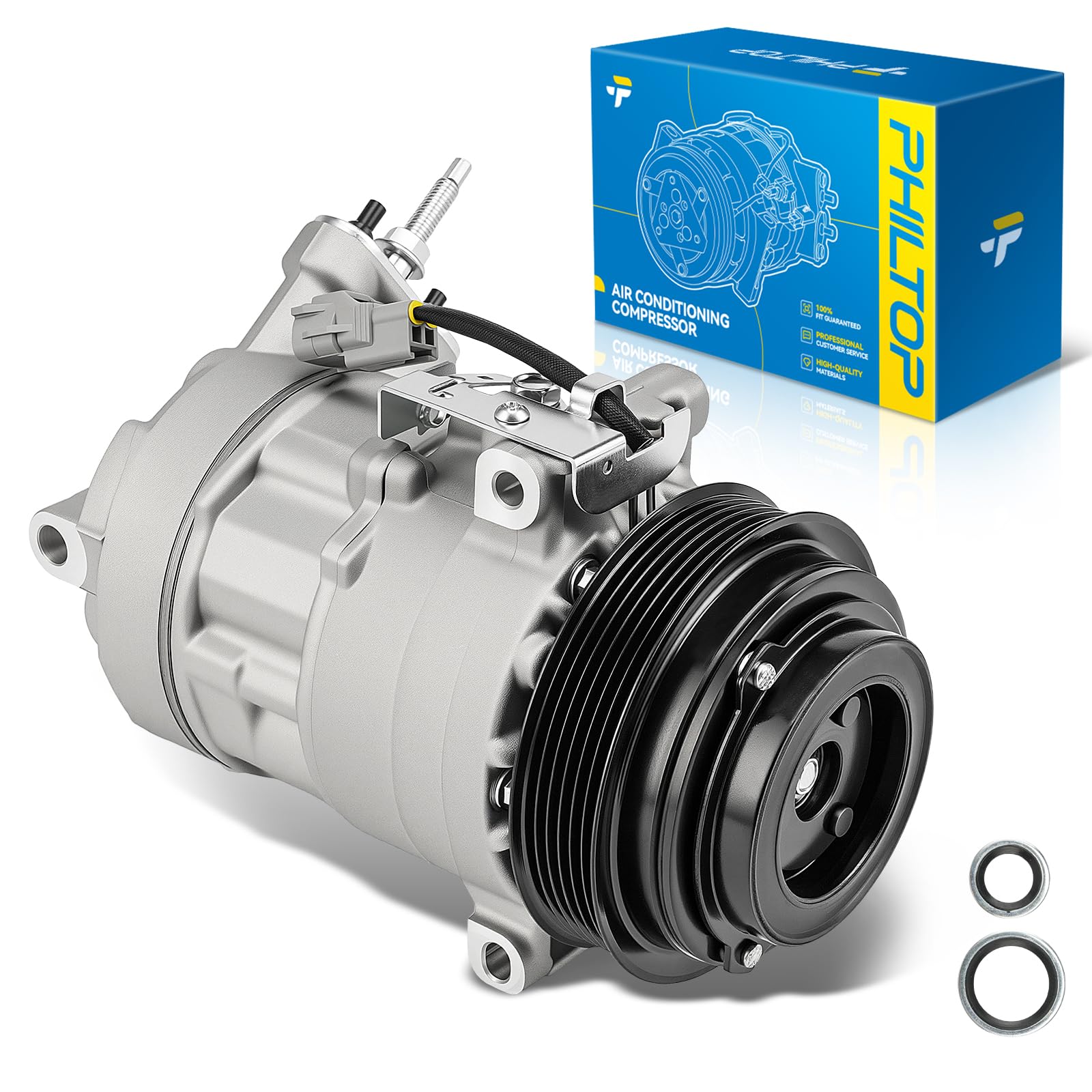 PHILTOP 7513238 Air Conditioner AC Compressor with Clutch for Dodge Dart 2013, 2014-2016 2.4L/2.0L