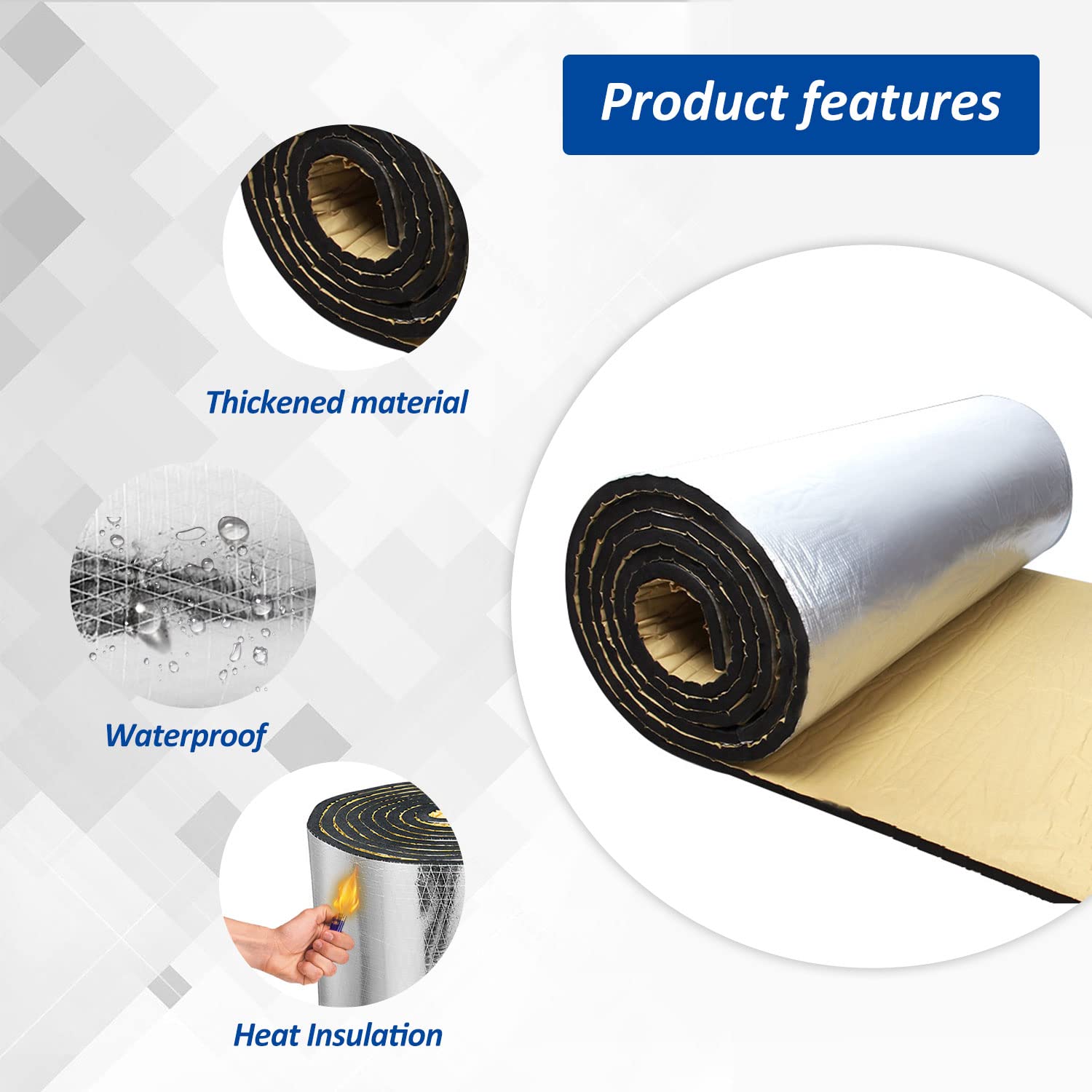 Car Heat Sound Deadening Insulation Mat, - 197 Mil 6.5 Sqft Automobile Sound Deadening & Heat Insulation Material For Auto Hood