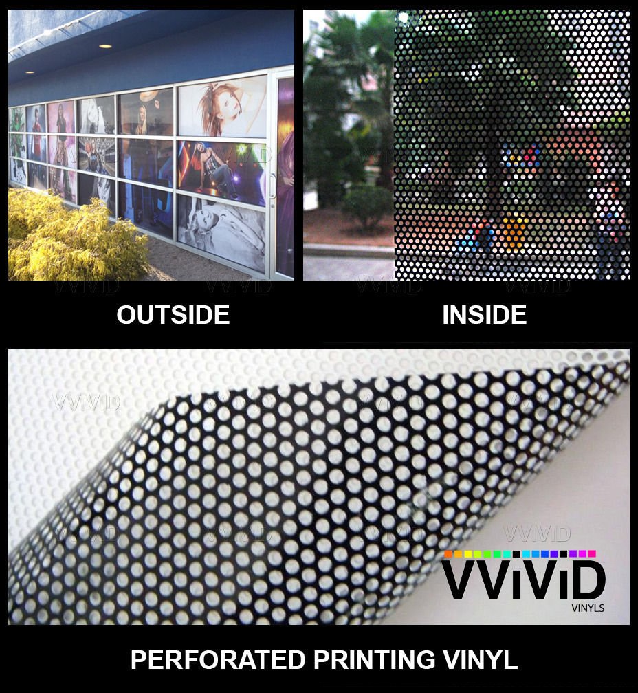 Vvivid One Way Perforated Window Vinyl Privacy Wrap Film Roll Decal Sheet Diy Easy To Use Air-Release Adhesive (100Ft X 54 Inch)