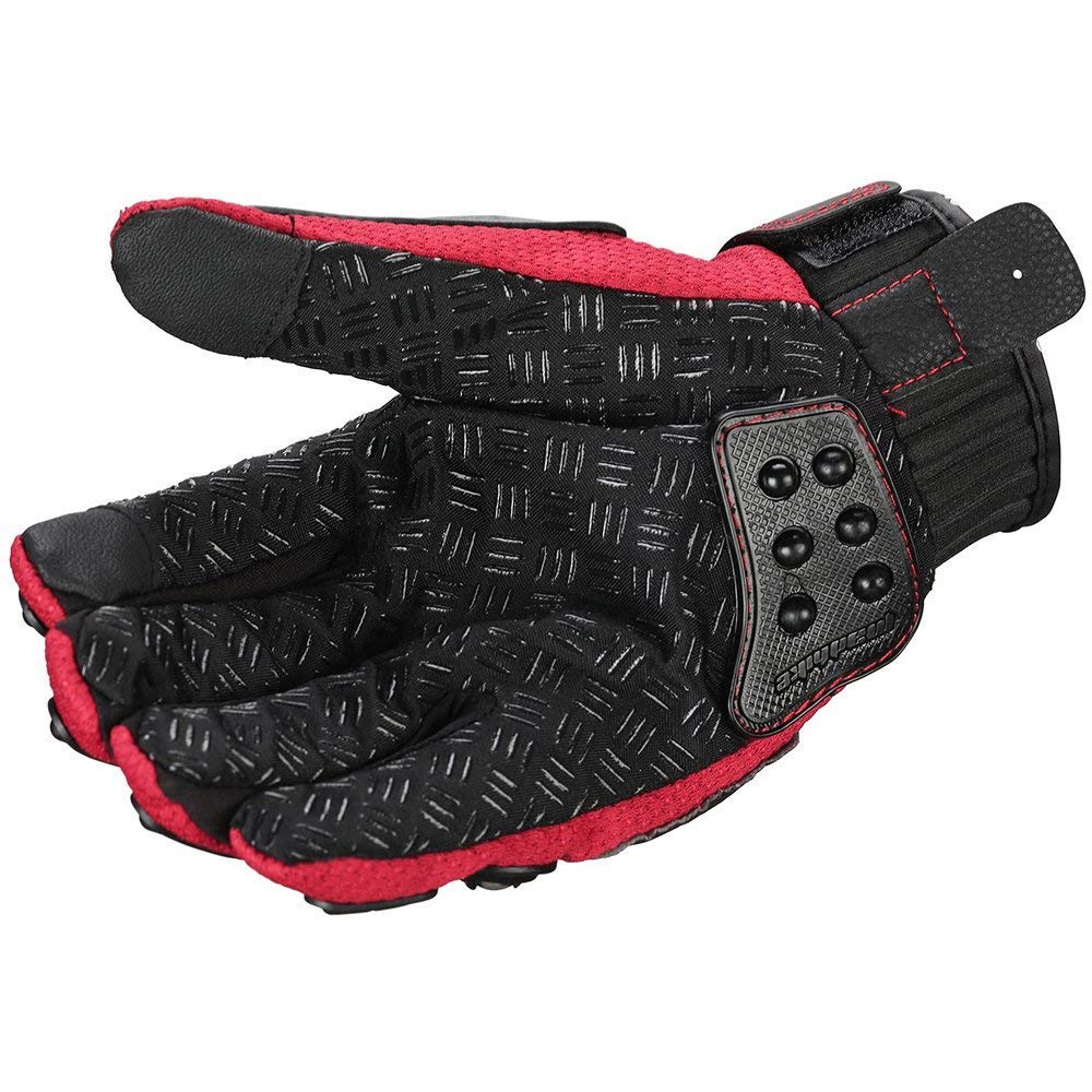 Steel Outdoor Knuckle Motorcycle Motorbike Powersports Safety Gloves (Xx-Large, Red)