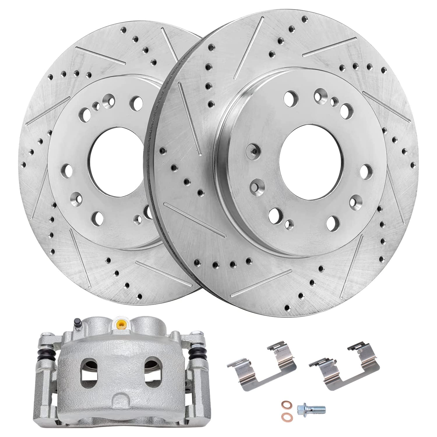 Detroit Axle - Front Brake Kit for Silverado Suburban Sierra Yukon XL 1500 Chevy Tahoe GMC Cadillac Escalade, Drilled & Slotted 