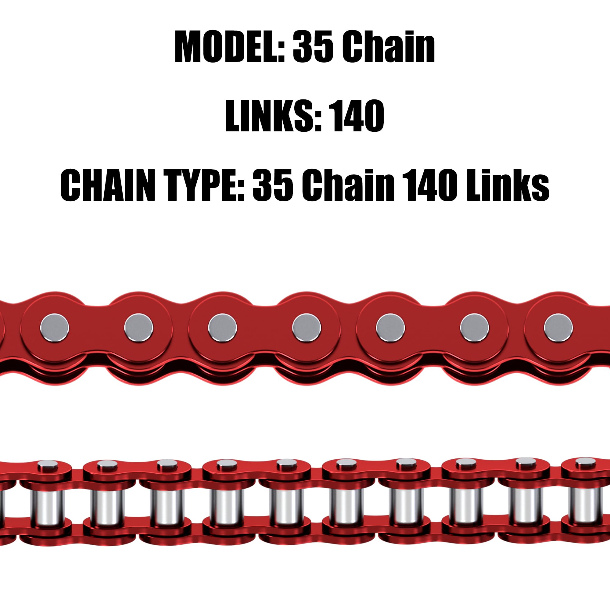 CILOYU 35 Chain for Mini Bikes - Red Metal, Compatible with Coleman CT100U, Baja DB30, Motovox MBX10, Model CO-CH35-RD