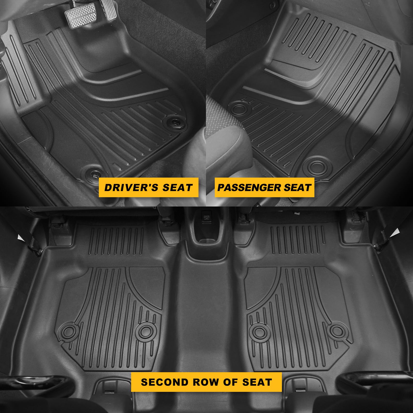 TTX LIGHTING HRV Floor Mats & Cargo Liner Full Set for 2016-2022 Honda HR-V AWD All Weather Protection
