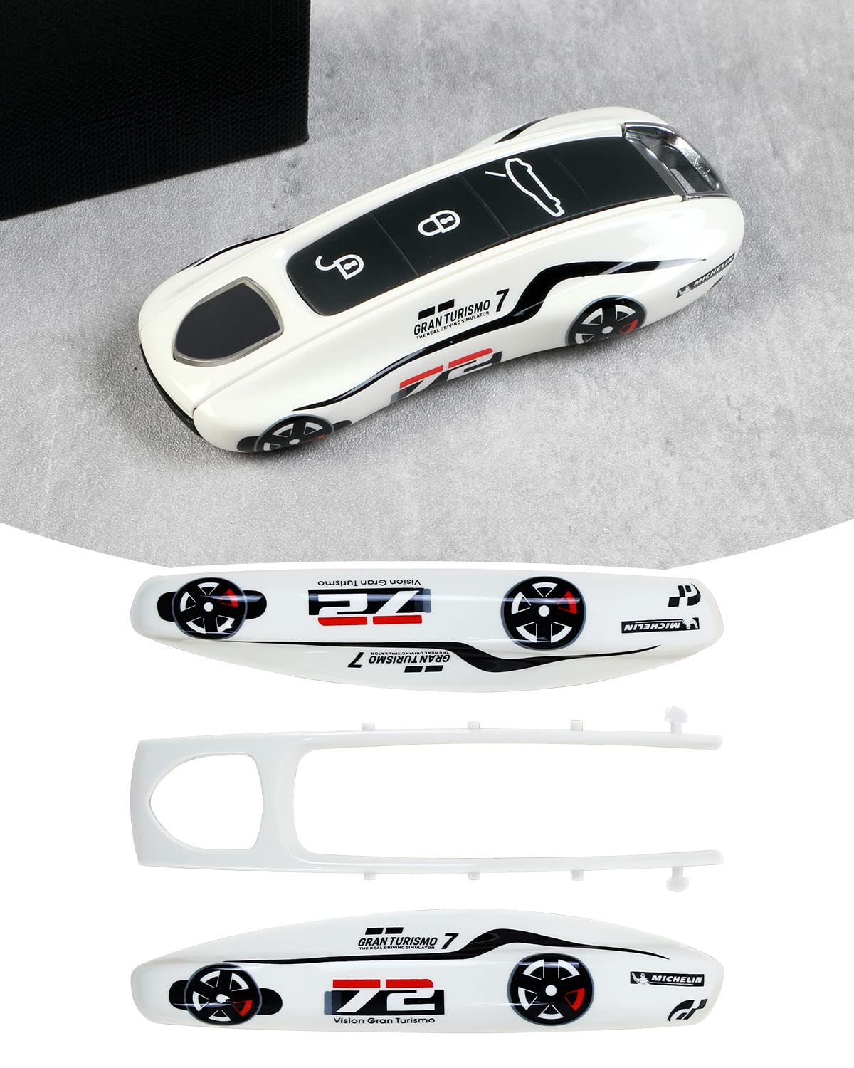 LIMBQS Car Key Protection Keychain for Porsche Panamera 911 Cayenne Taycan - New White, ABS Plastic, Item Size No. 72