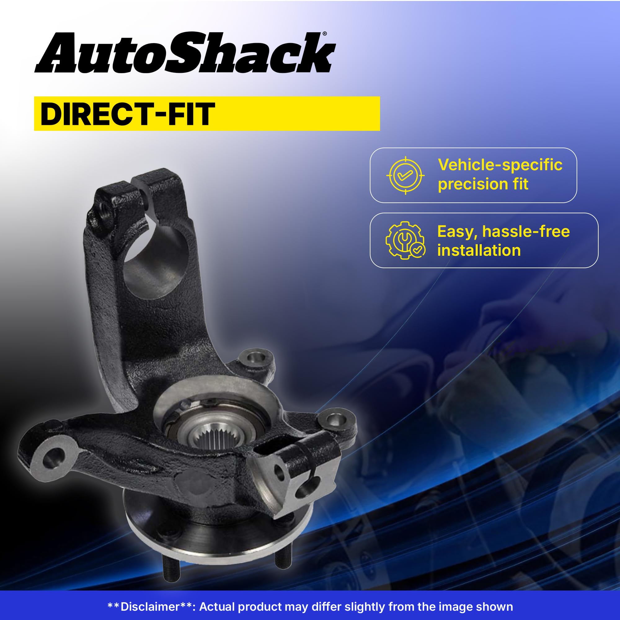 AutoShack Front Right Steering Knuckle for 2007-2012 Hyundai Elantra 2.0L FWD | Passenger Side | 5-Lug | Wheel Bearing Hub Assem
