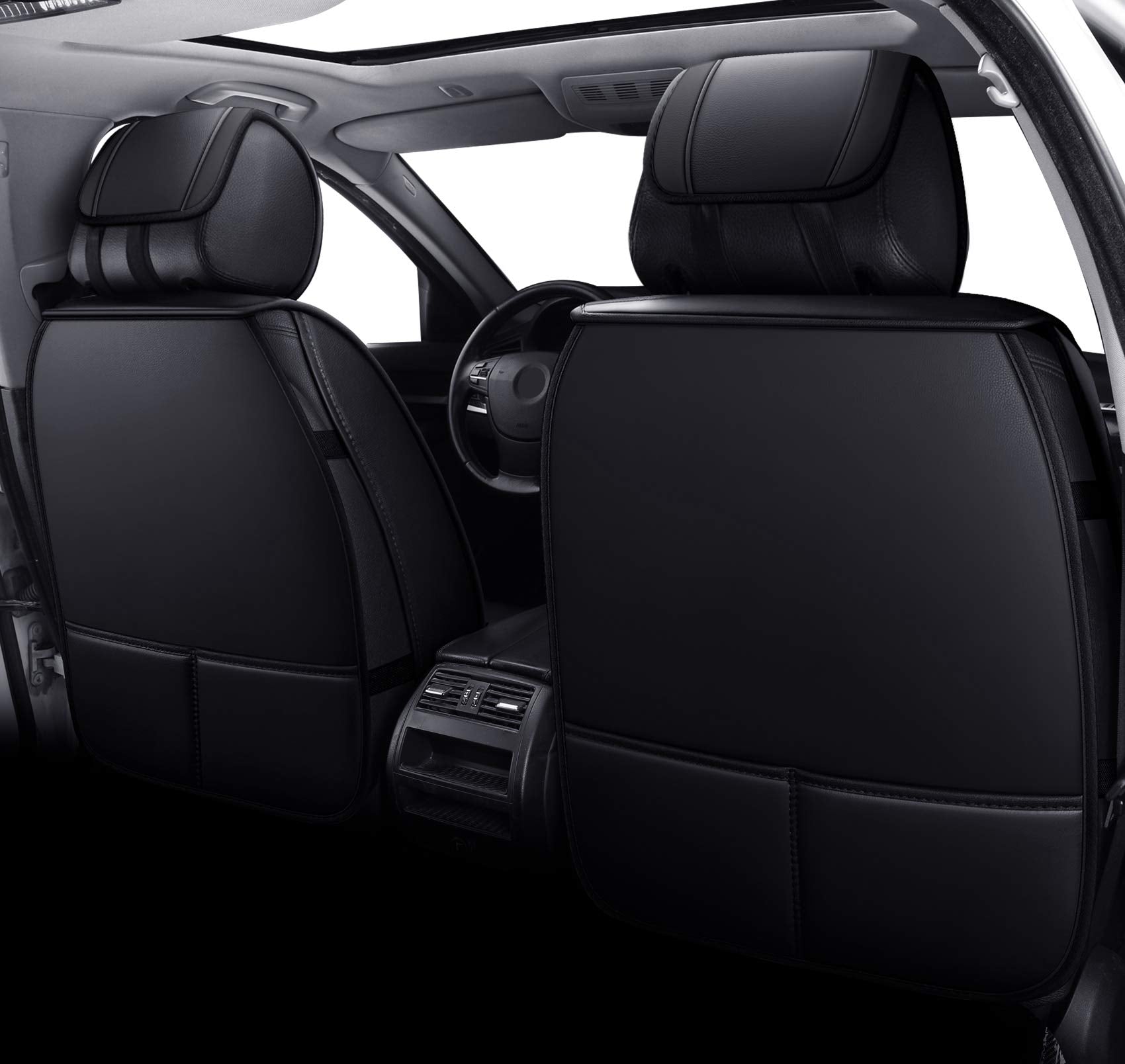 Aierxuan 5 Car Seat Covers Full Set Waterproof Leather Universal Fit For Kia Soul Sorento Hyundai Elantra Civic Jeep Wrangler Sa