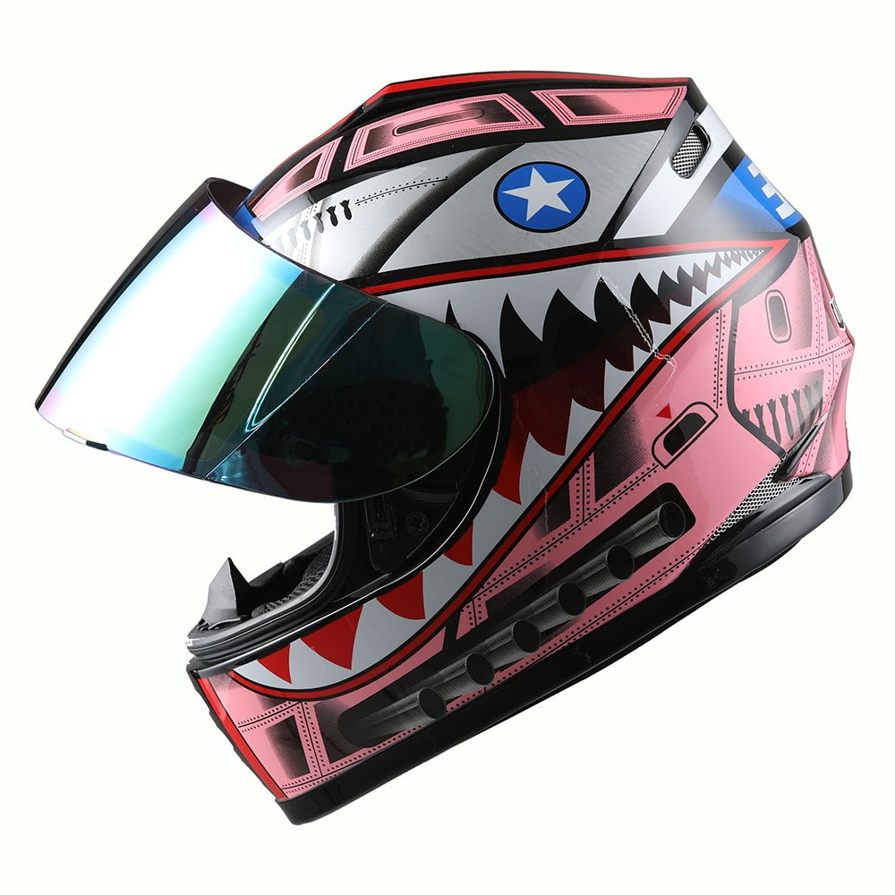 Wow Motorcycle Full Face Helmet Street Bike Bmx Mx Youth Kids Shark Pink