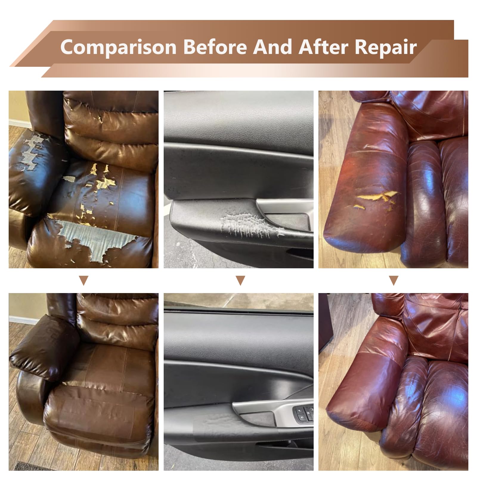 Oaz Self Adhesive Leather Repair Tape, 16X31.5 Inch Leather Repair Patch For Furniture, Leather Repair Kit For Car Seats, Couch,