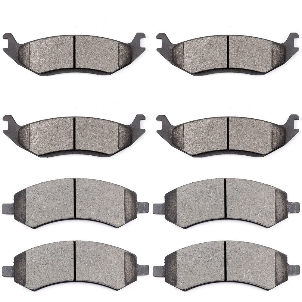 Cciyu D967 D1084 8Pcs Front & Rear Ceramic Brake Pads Kits 07-09 For Chrysler Aspen, 10 For Dodge Dakota, 07-09 For Dodge Durang