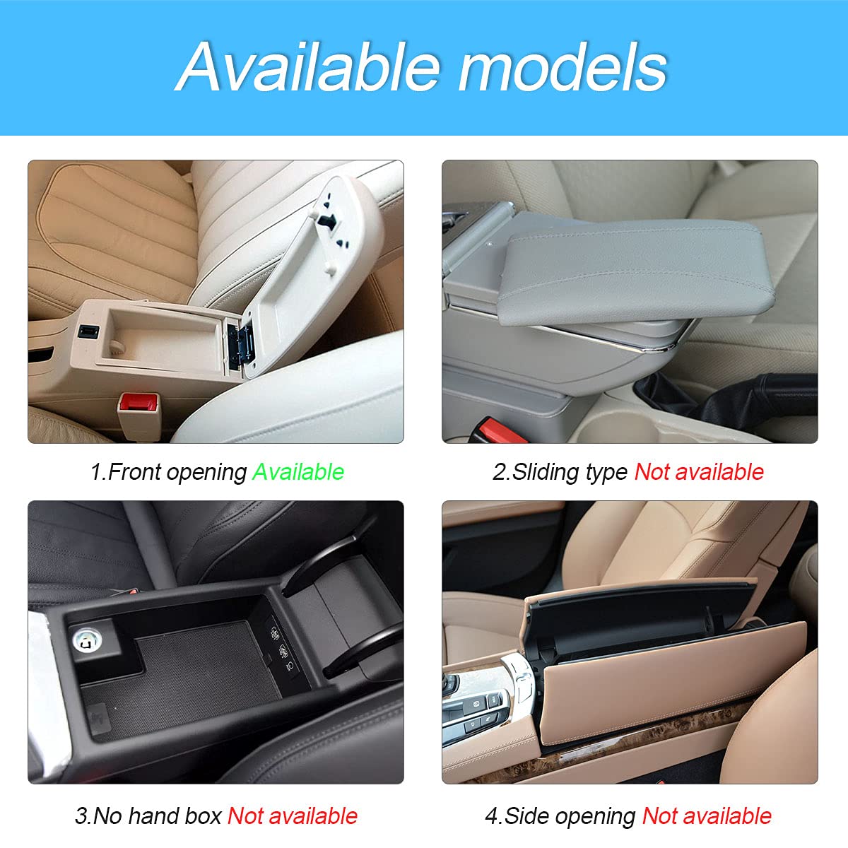 8Sanlione Leather Center Console Cushion Pad, 11.4''X7.4'' Waterproof Armrest Seat Box Cover Fit For Most Cars, Vehicles, Suvs,