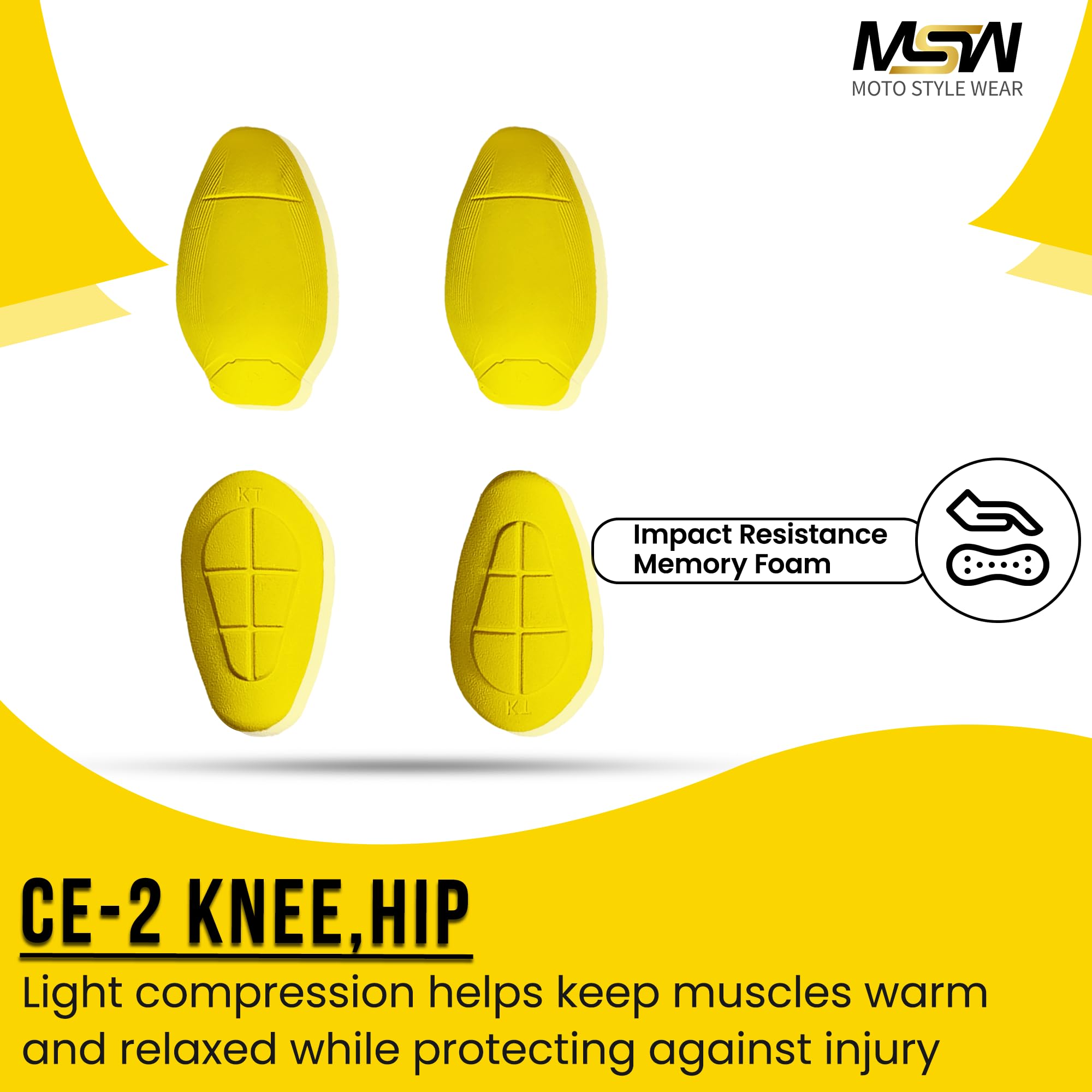 MOTOSTYLEWEAR - CE Level 2 Certified Armor Pads Pack of 4 Pieces l Level 2 Approved Knee and Hip Protectors for Women and Men Mo
