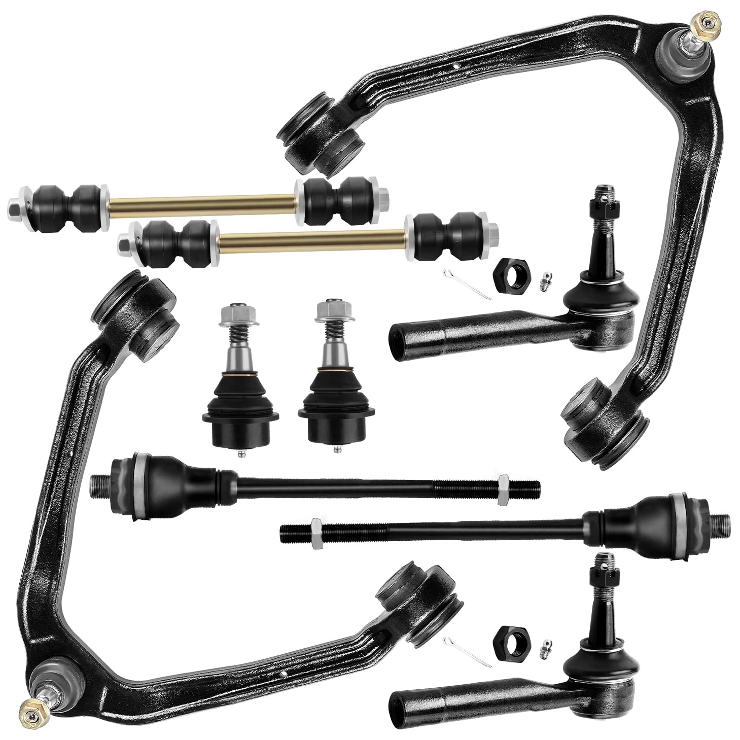 SCITOO 10pcs Front Suspension Kit Upper Control Arm Inner Outer Tie Rod End Sway Bar Link Lower Ball Joint Fit 1999-2006 For Che