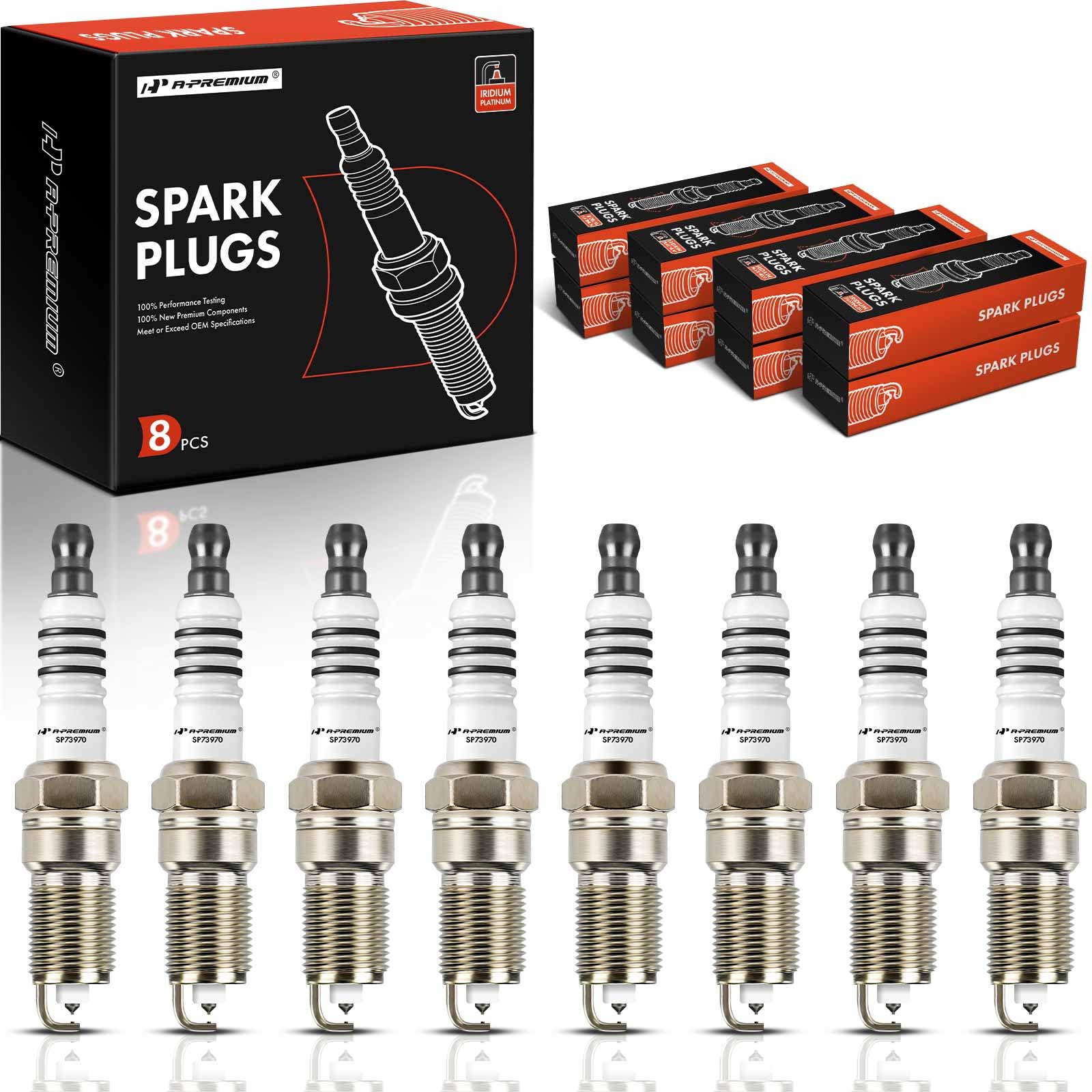 A-Premium Iridium Platinum Spark Plugs Compatible with Cadillac CTS Escalade, Chevrolet Silverado Tahoe Suburban, GMC Sierra Yuk