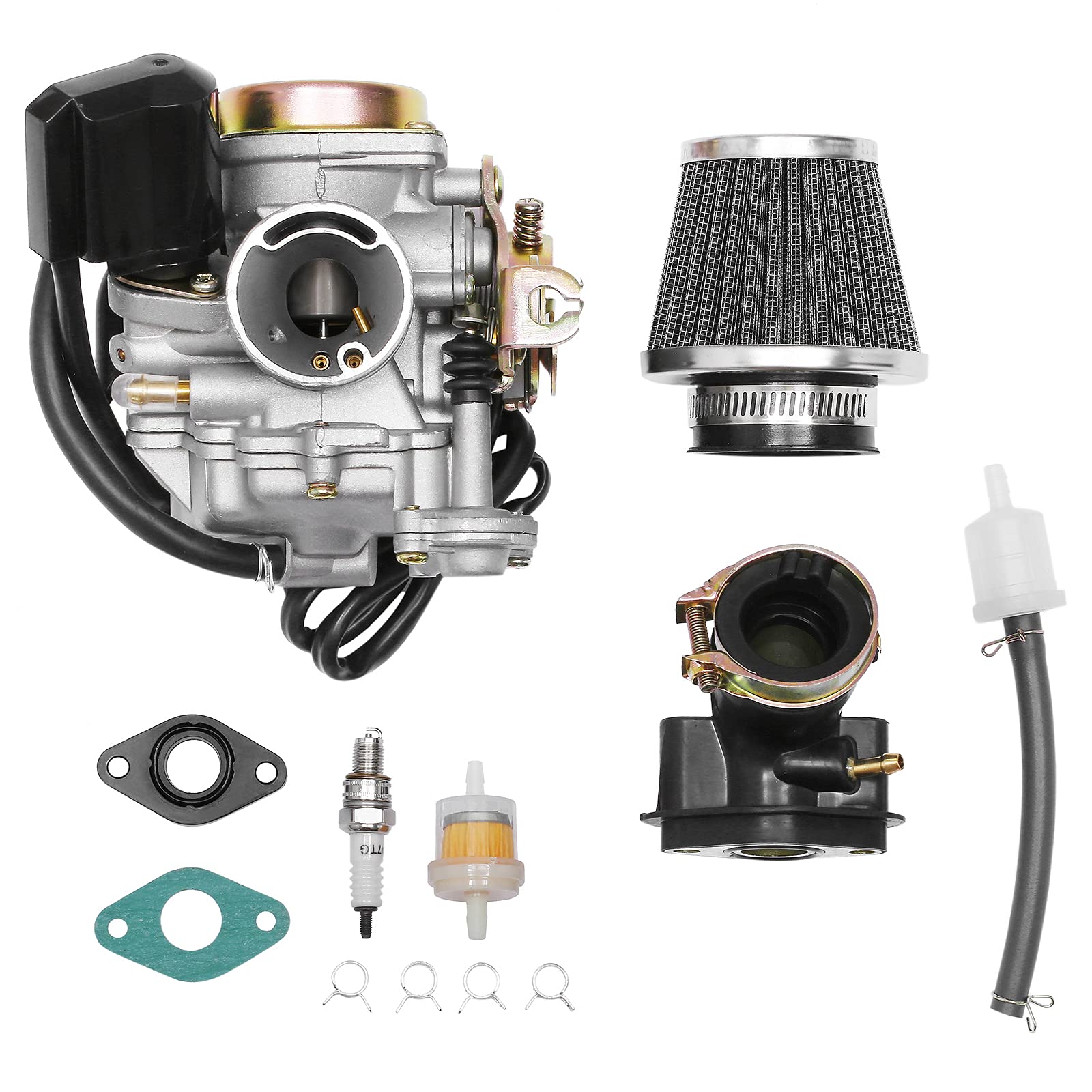 Pd18J Carburetor 18Mm Replacement For Gy6 49Cc 50Cc 80Cc 139Qmb 139Qma 4 Stroke Moped Engine For Taotao Kymco Scooter With Fuel 