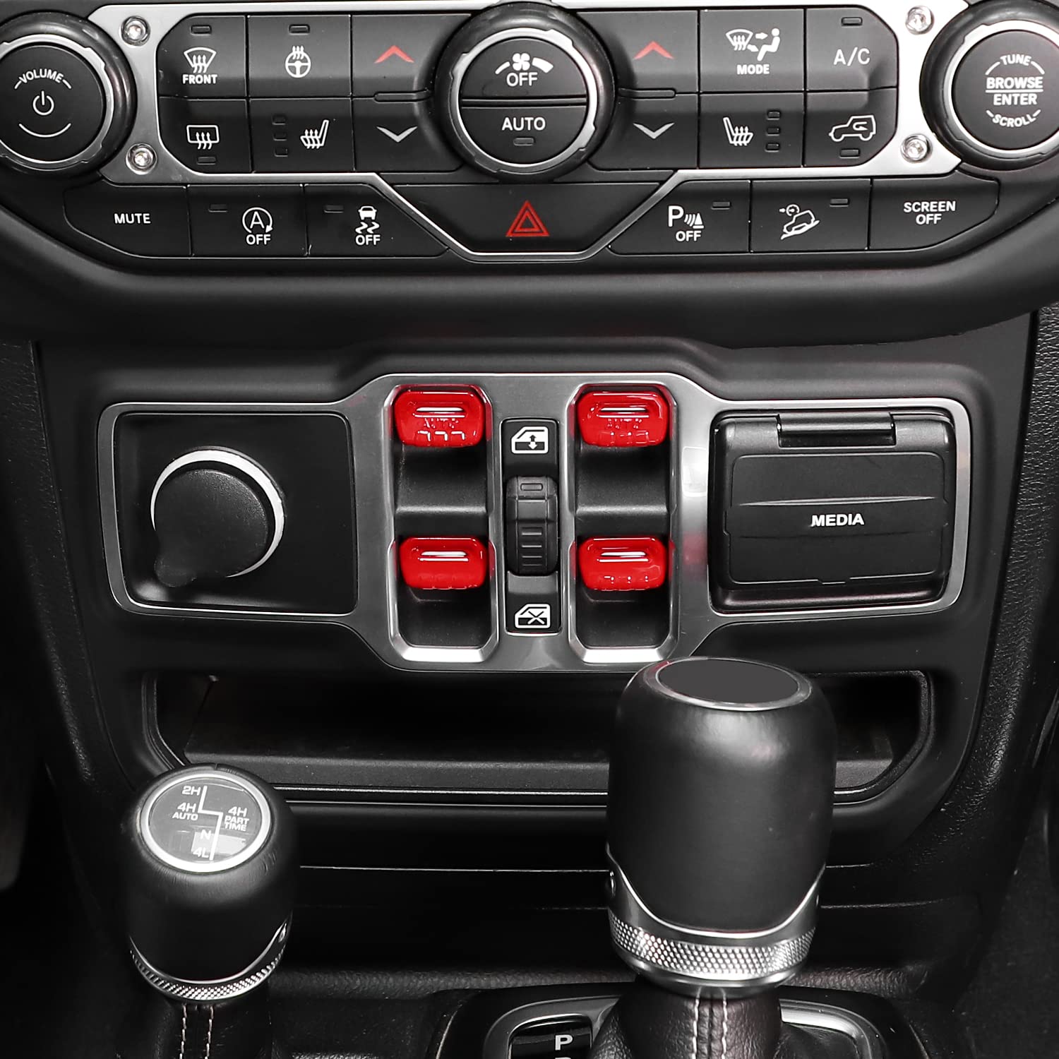 Jimen Compatible with Jeep Wrangler JL JLU 2018-2024 and Jeep Gladiator JT 2020-2024, 4PCS Center Console Window Button Switch C