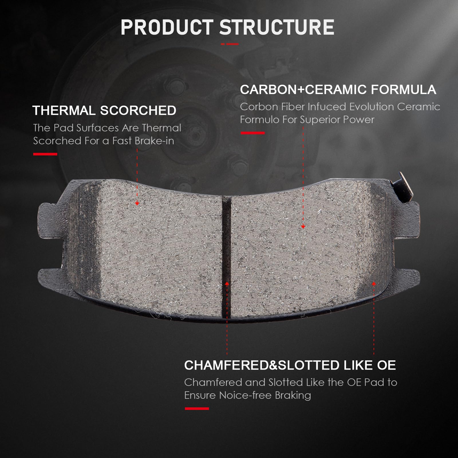 Cciyu D699 D714 Ceramic Front Rear Disc Brake Pad Set For Buick Century/Lesabre/Regal/Riviera/Park Avenue,For Cadillac Deville/E